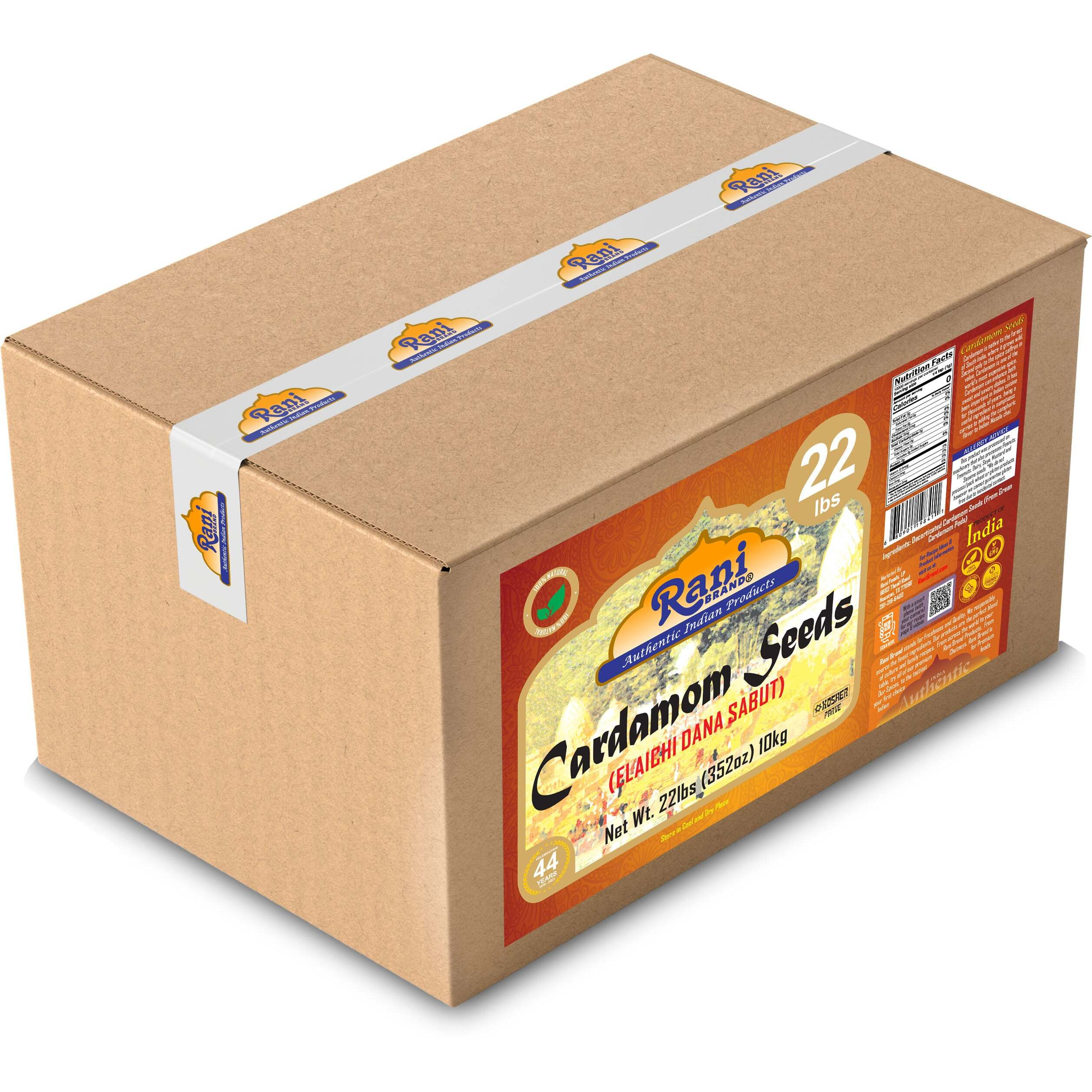 Rani Cardamom (Elachi) Decorticated Seeds Indian Spice 352oz (22lbs) 10kg Bulk Box ~ All Natural, Vegan, Gluten Friendly, NON-GMO, Indian Origin