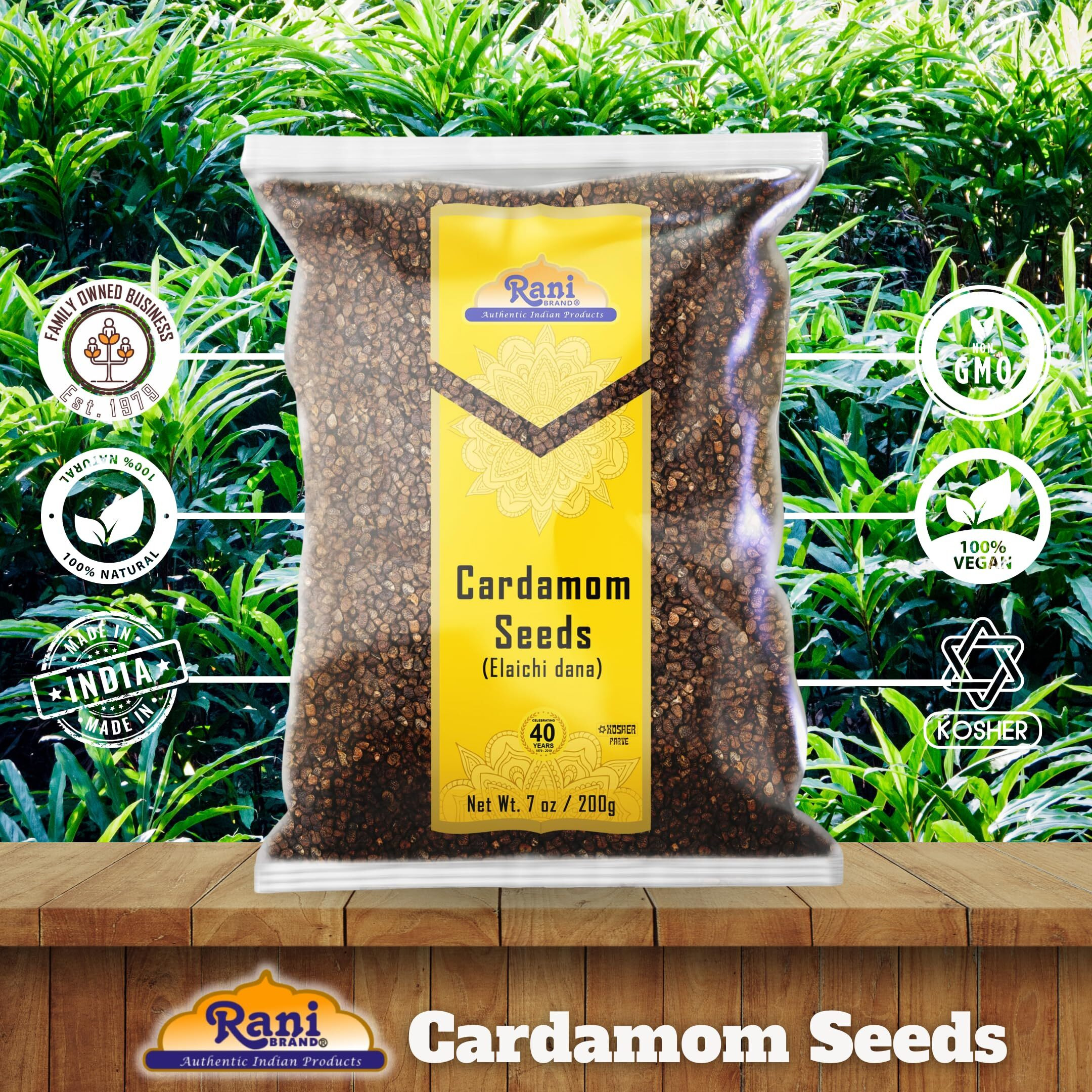 Rani Cardamom (Elachi) Decorticated Seeds Indian Spice 7oz (200g) ~ All Natural, Vegan, Gluten Friendly, NON-GMO, Kosher, Indian Origin