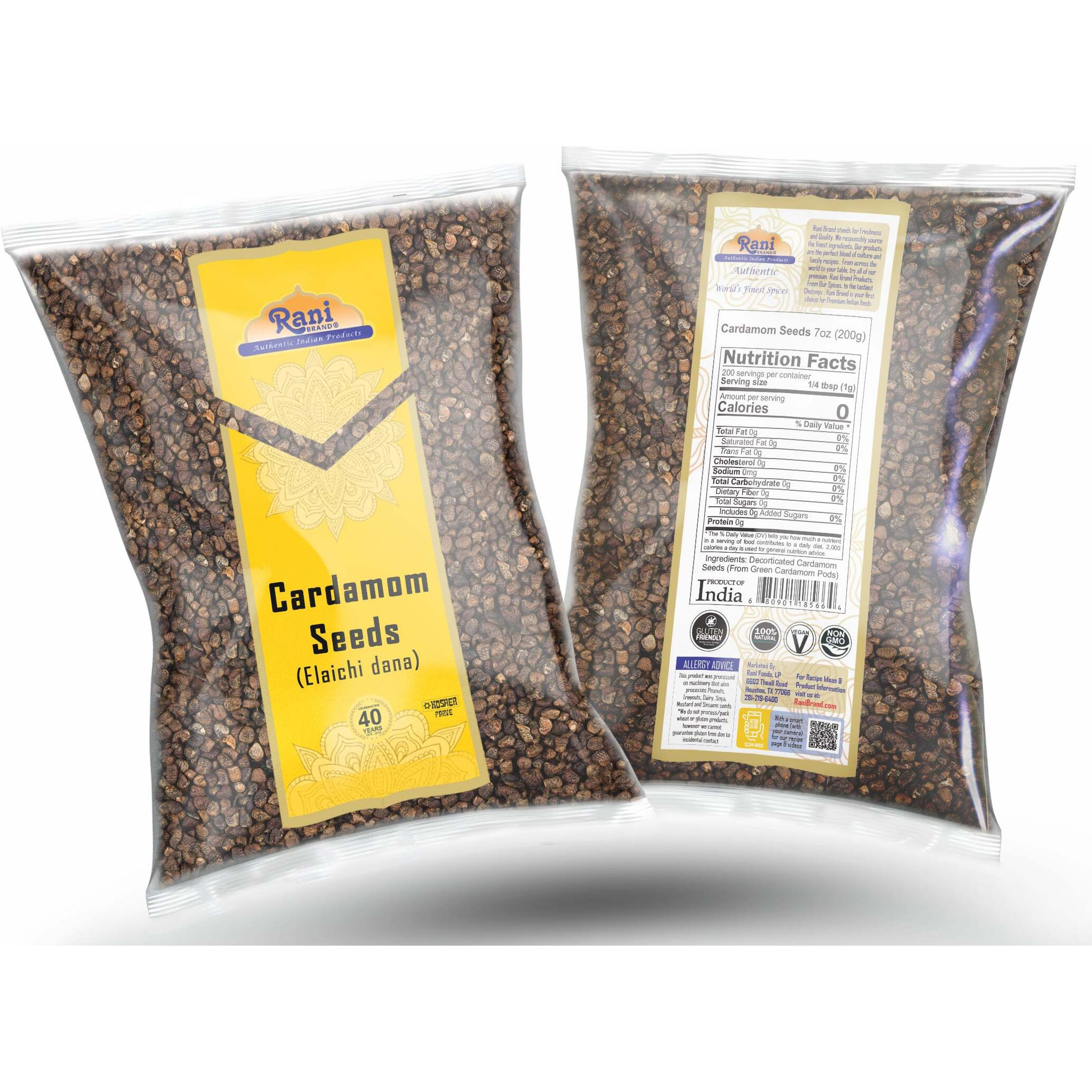 Rani Cardamom (Elachi) Decorticated Seeds Indian Spice 7oz (200g) ~ All Natural, Vegan, Gluten Friendly, NON-GMO, Kosher, Indian Origin