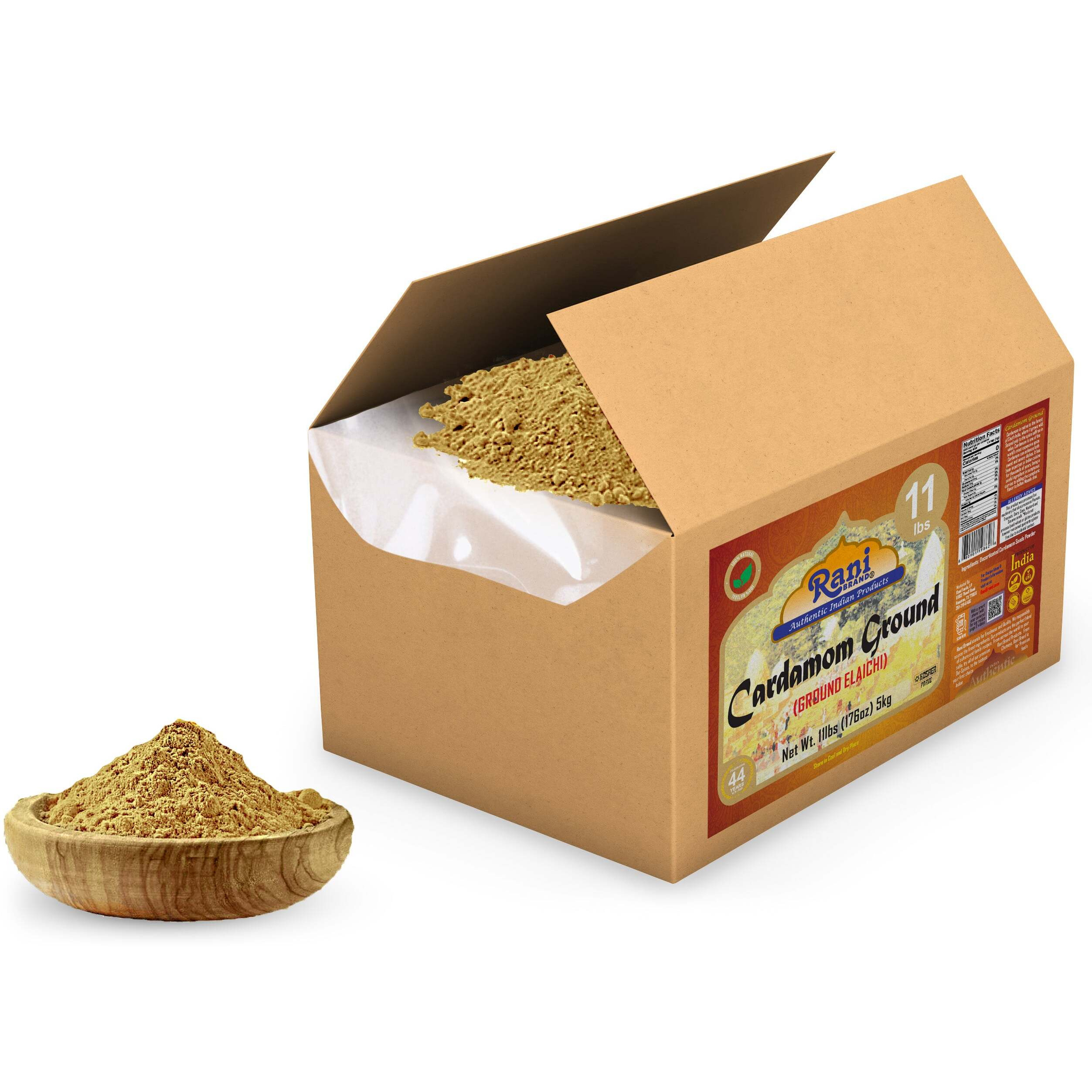 Rani Cardamom (Elachi) Ground, Powder Indian Spice 176oz (11lbs) 5kg Bulk Box ~ All Natural, No Color Added, Gluten Friendly, Vegan, NON-GMO, Kosher, No Salt or Fillers
