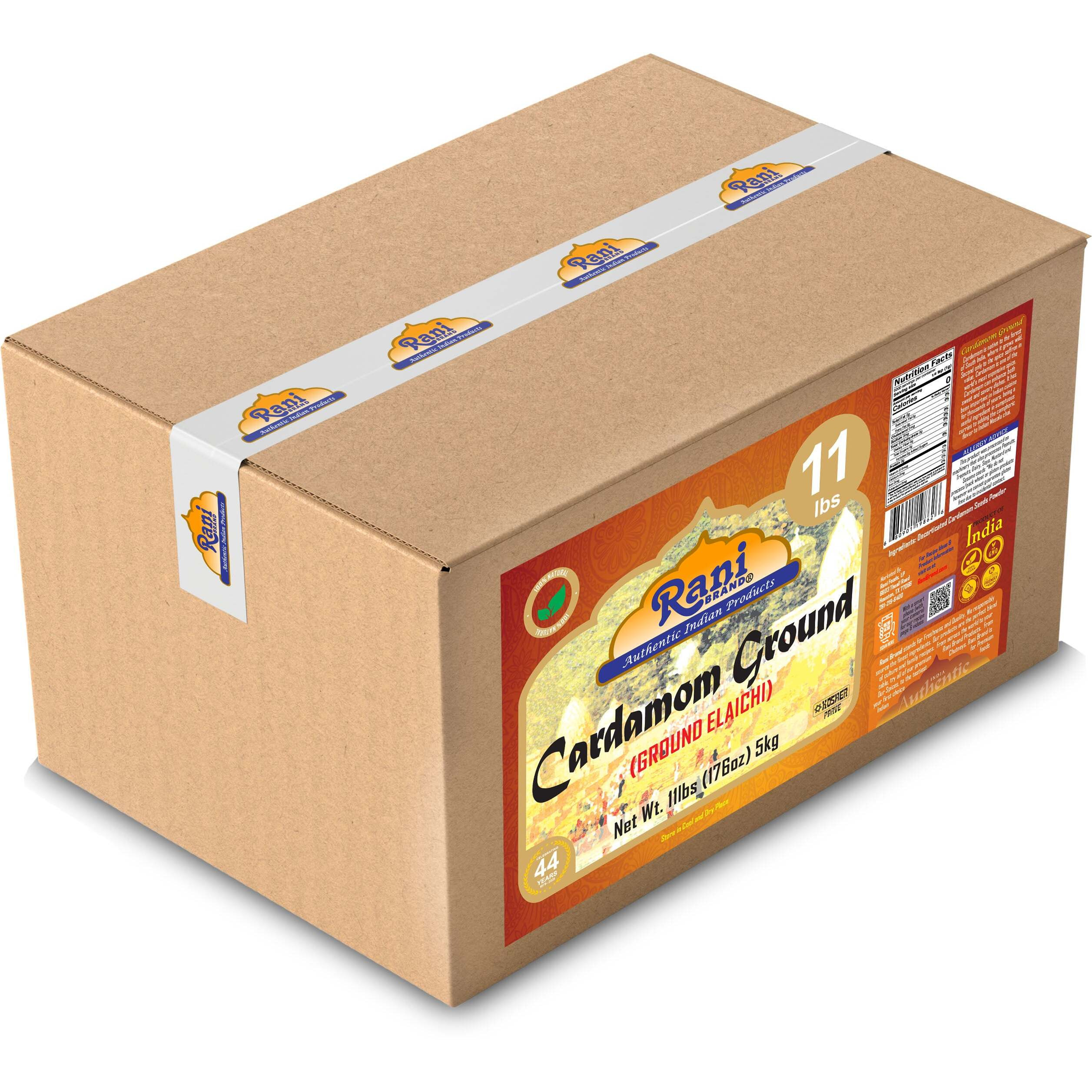 Rani Cardamom (Elachi) Ground, Powder Indian Spice 176oz (11lbs) 5kg Bulk Box ~ All Natural, No Color Added, Gluten Friendly, Vegan, NON-GMO, Kosher, No Salt or Fillers