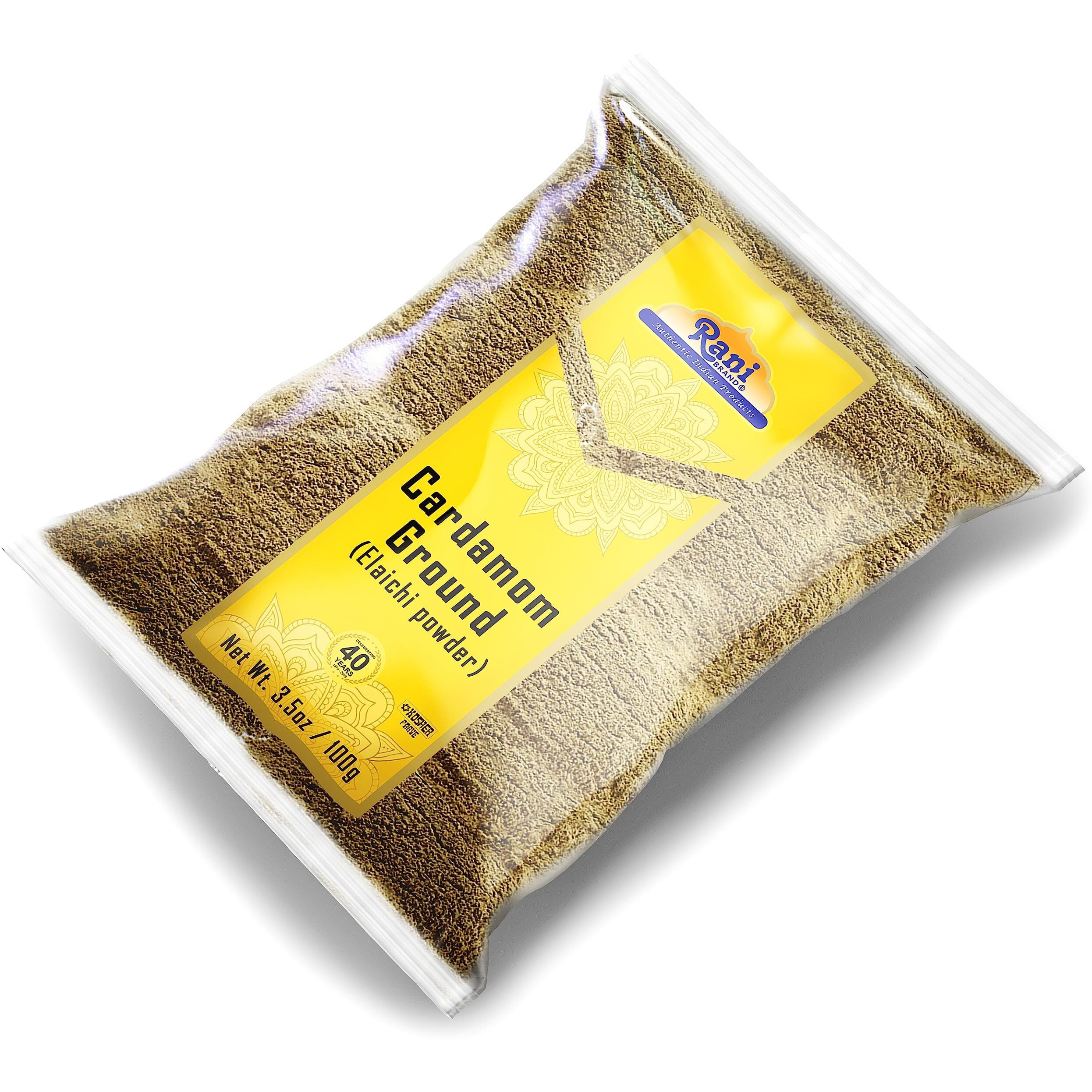 Rani Cardamom (Elachi) Ground, Powder Indian Spice 3.5oz (100g) ~ All Natural, No Color Added, Gluten Friendly, Vegan, NON-GMO, Kosher, No Salt or Fillers