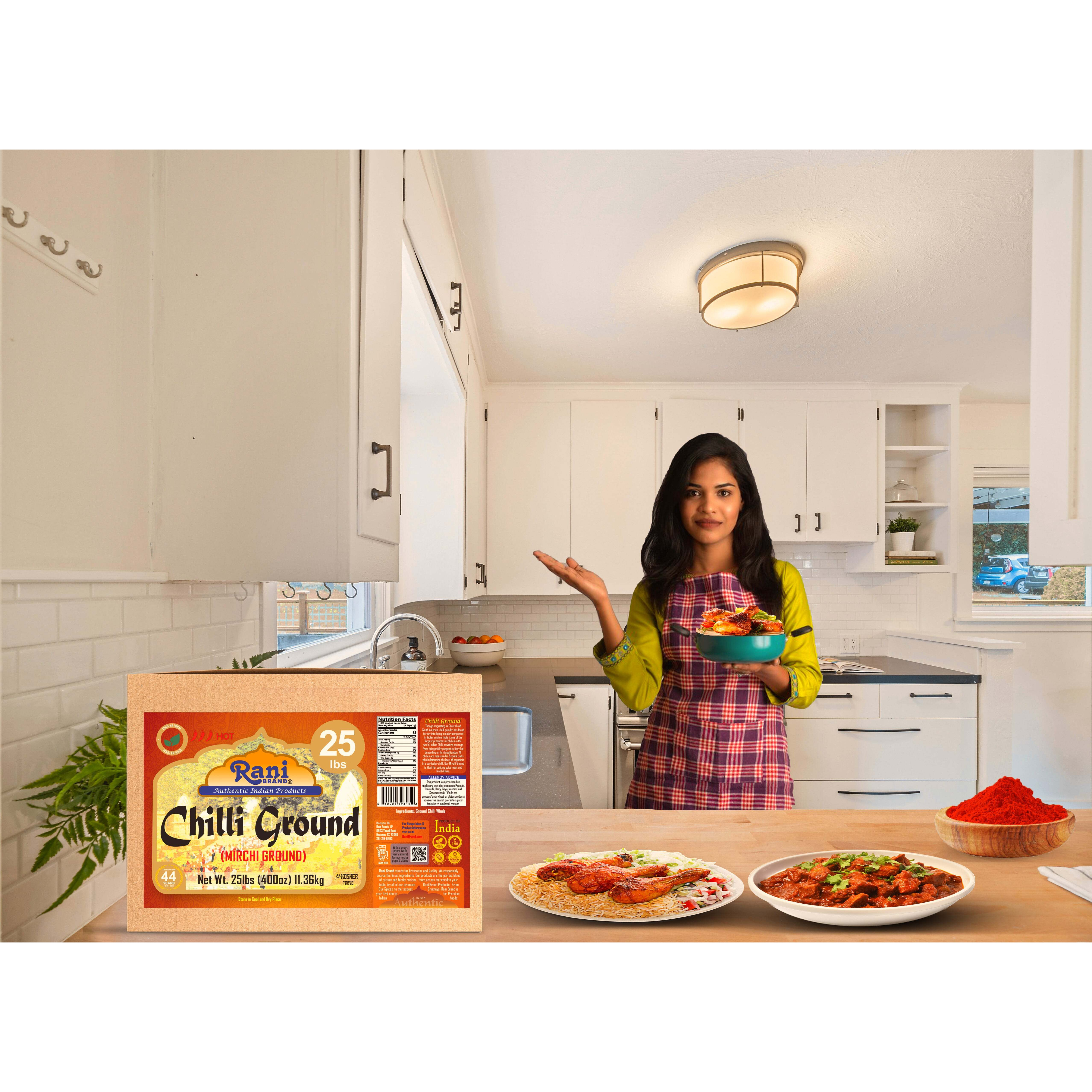 Rani Chilli Powder (Mirchi) Ground Indian Spice 400oz (25lbs) 11.36kg Bulk Box ~ All Natural, Salt-Free, Vegan, No Colors, Gluten Friendly, NON-GMO, Kosher, Indian Origin