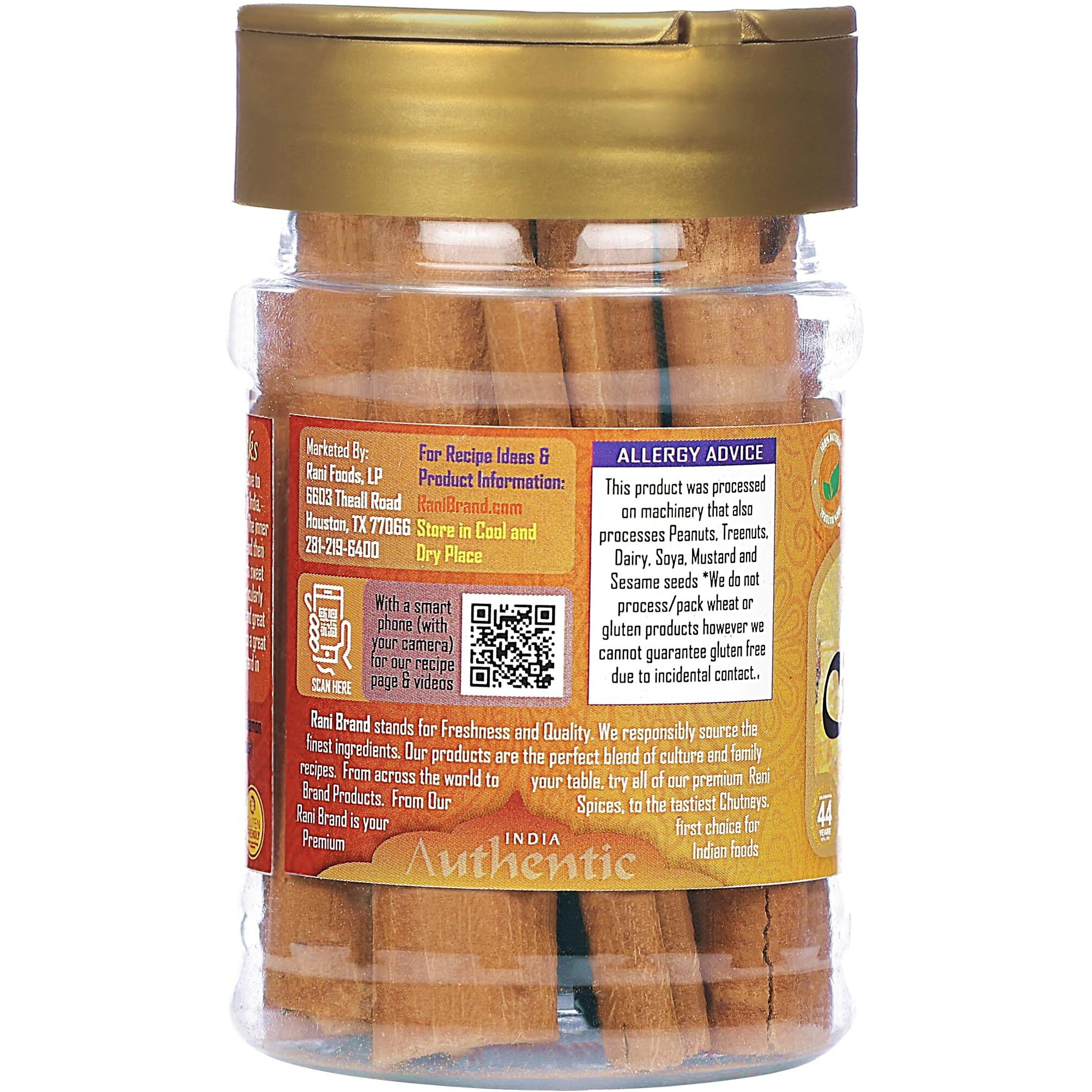 Rani Cinnamon Sticks 2oz (56g) PET Jar - 10-13 Sticks - Strong Aroma, Perfect for Baking, Cooking & Beverages, 3+ Inches Length - Cassia Saigon Cinnamon from Vietnam, Kosher