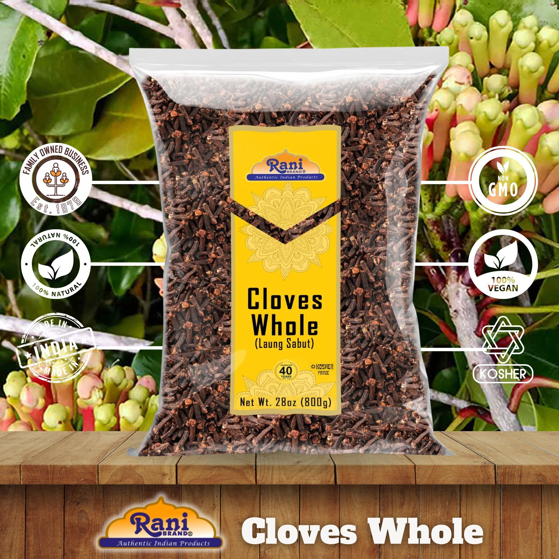 Rani Cloves Whole (Laung) 28oz (800g) Great for Food, Tea, Pomander Balls and Potpourri, Hand Selected, Spice ~ All Natural, NON-GMO, Kosher, Vegan, Gluten Friendly, Indian Origin