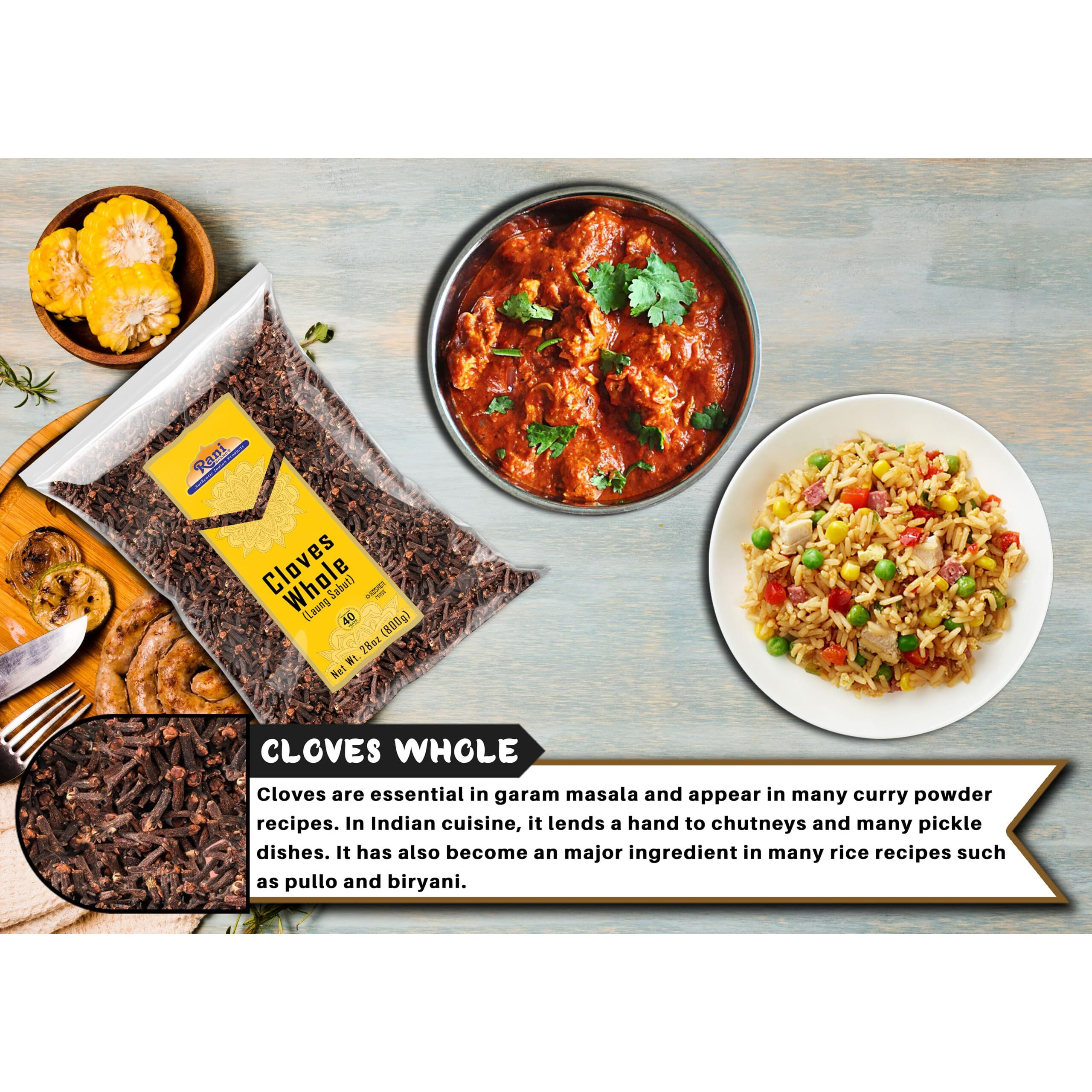 Rani Cloves Whole (Laung) 28oz (800g) Great for Food, Tea, Pomander Balls and Potpourri, Hand Selected, Spice ~ All Natural, NON-GMO, Kosher, Vegan, Gluten Friendly, Indian Origin