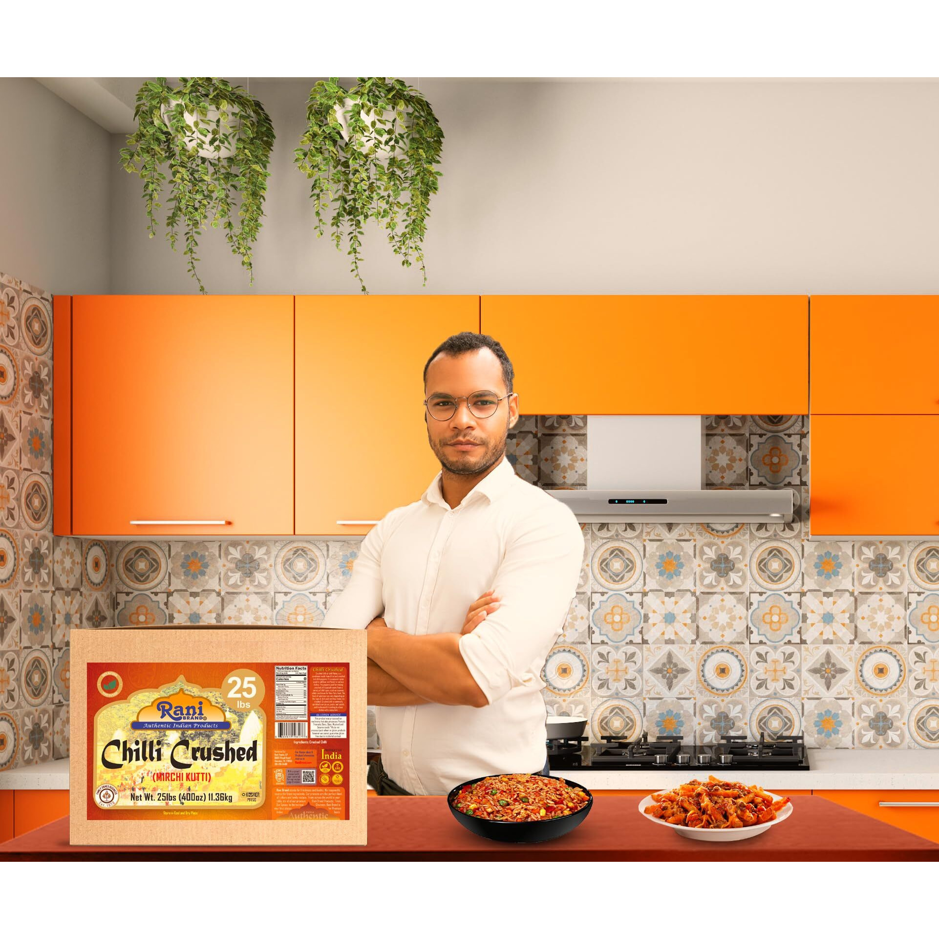 Rani Crushed Red Pepper Flakes Chilli (Pizza Type Cut) 400oz (25lbs) 11.36kg Bulk Box ~ All Natural, No Color added, Gluten Friendly, Vegan, NON-GMO, Kosher, No Salt or fillers