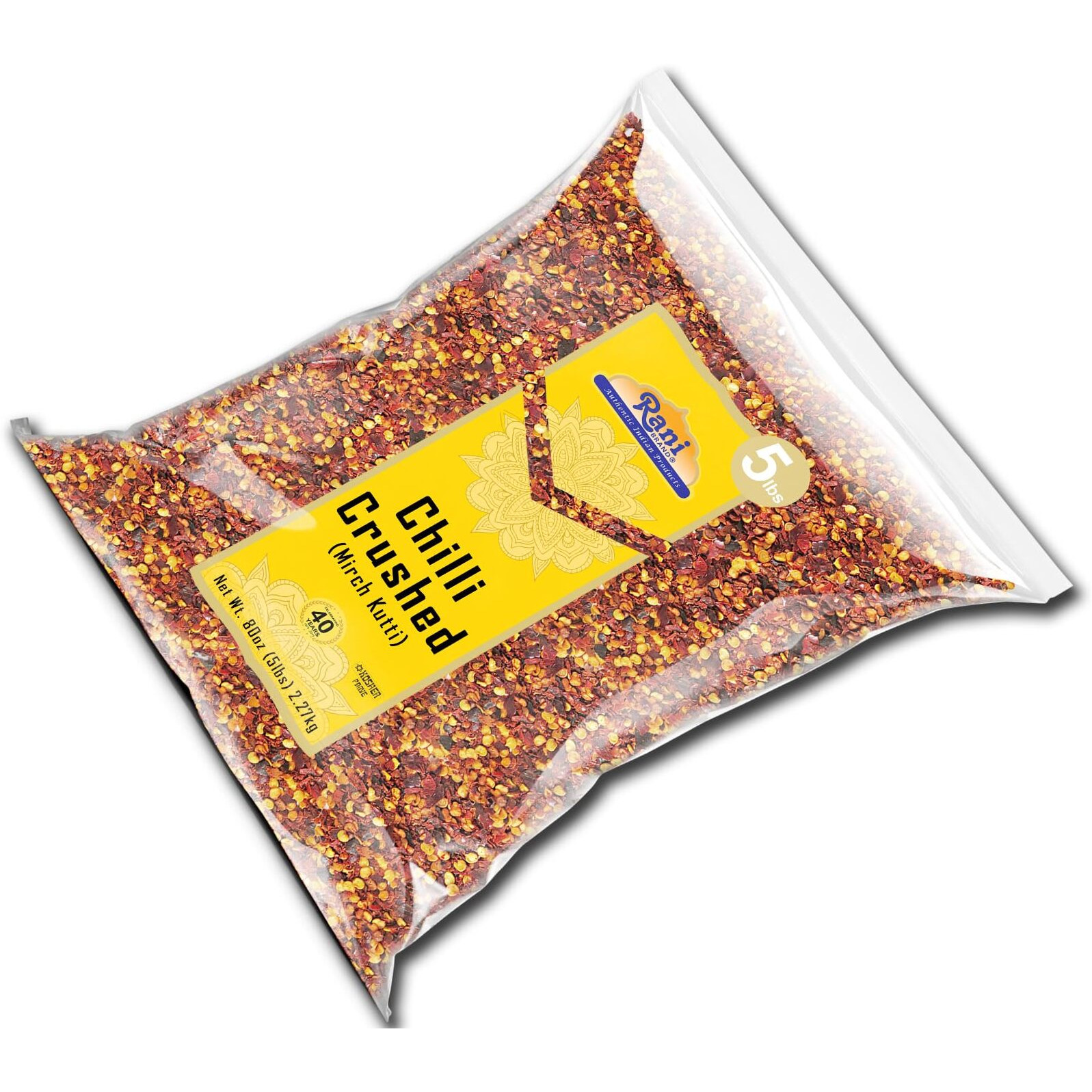 Rani Crushed Red Pepper Flakes Chilli (Pizza Type Cut) 80oz (5lbs) 2.27kg Bulk ~ All Natural, No Color added, Gluten Friendly, Vegan, NON-GMO, Kosher, No Salt or fillers