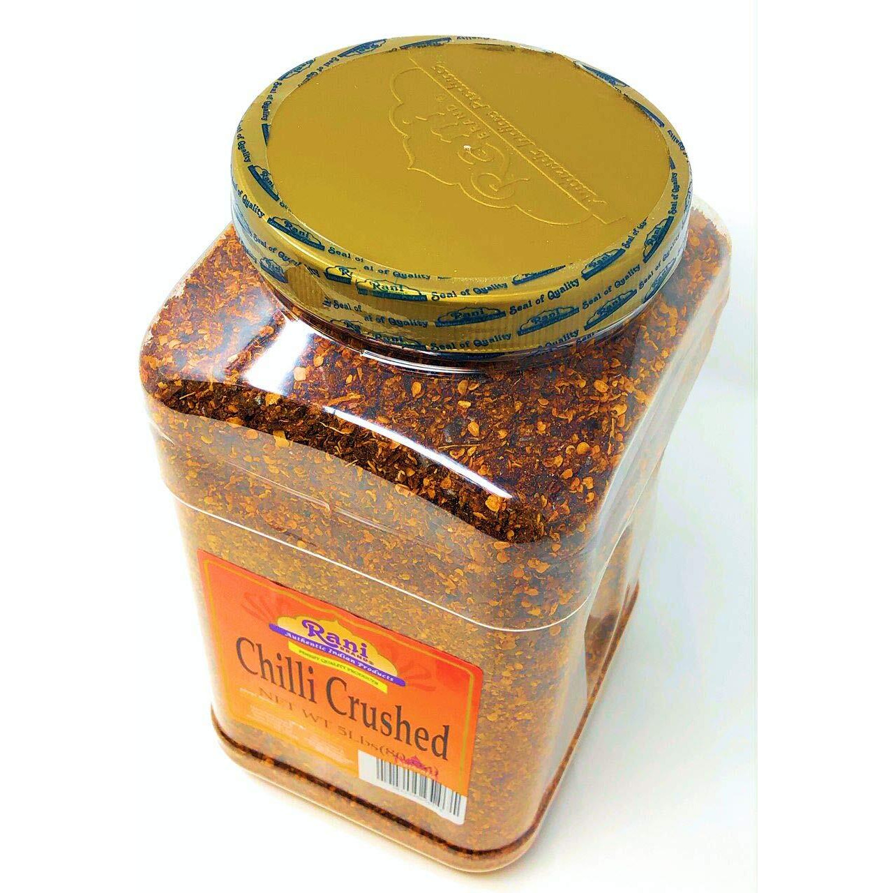 Rani Crushed Red Pepper Flakes Chilli (Pizza Type Cut) 80oz (5lbs) 2.27kg Bulk PET Jar ~ All Natural, No Color added, Gluten Friendly, Vegan, NON-GMO, Kosher, No Salt or fillers