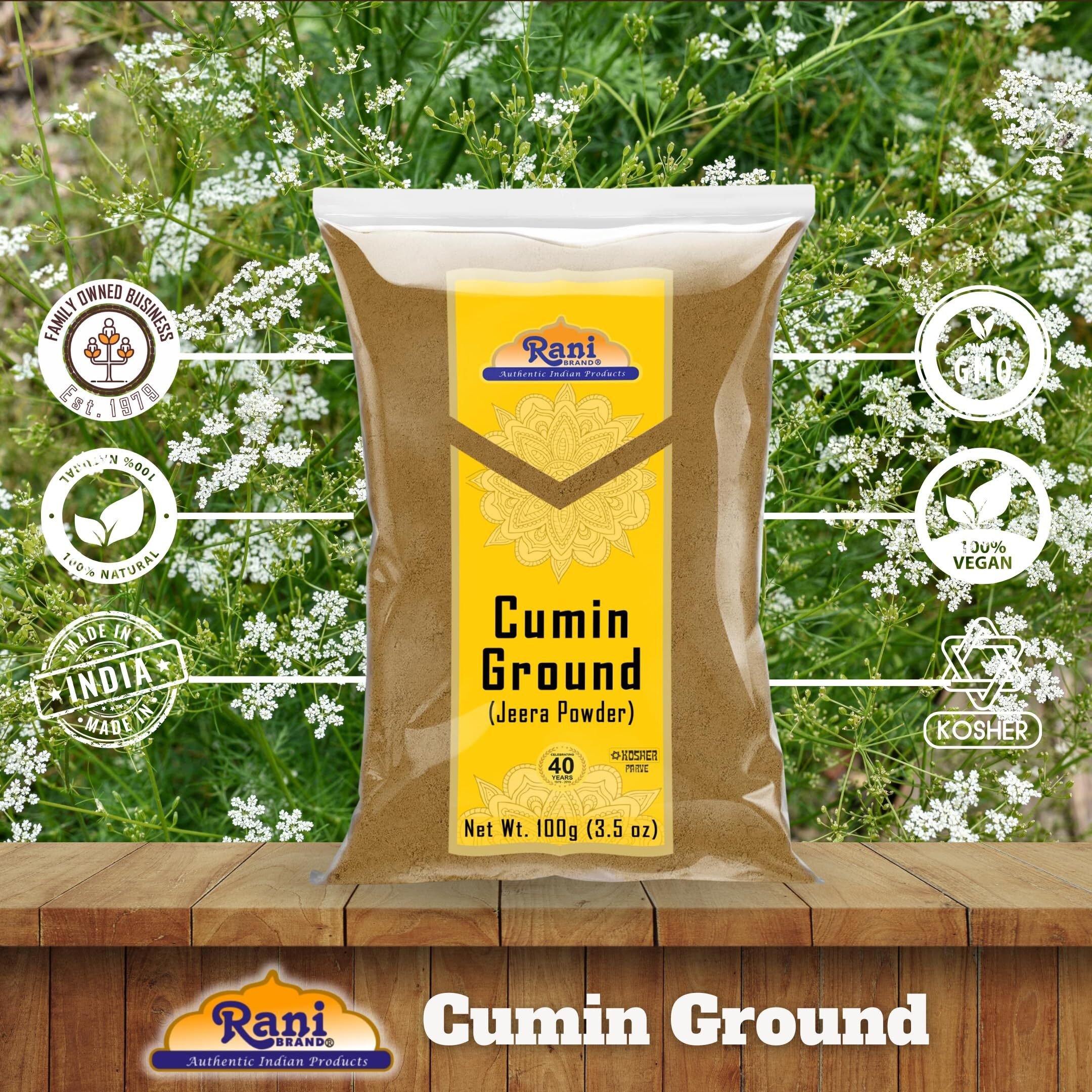 Rani Cumin (Jeera) Powder Spice 3.5oz (100g) ~ All Natural, Vegan, Gluten Friendly, NON-GMO, Kosher, Indian Origin