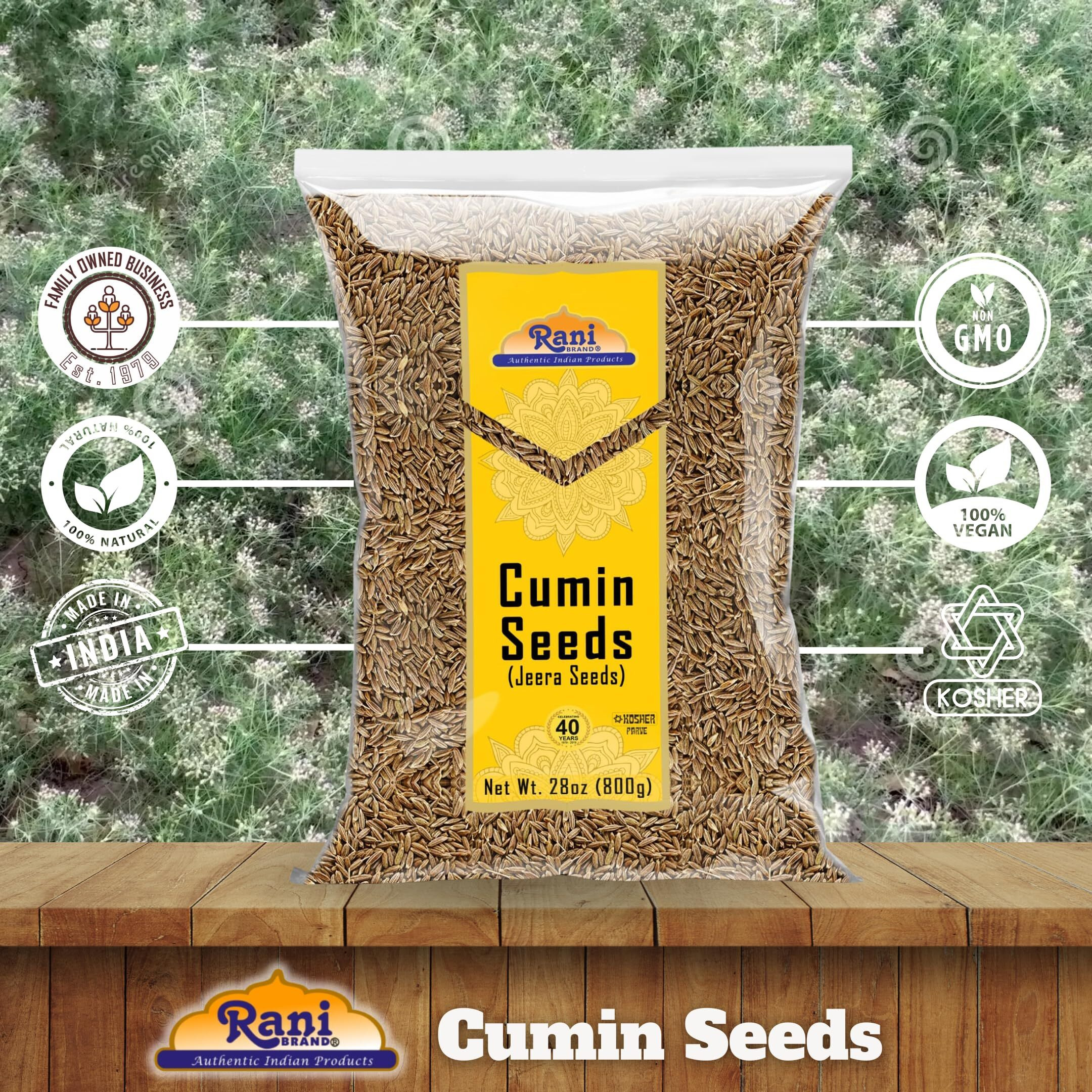 Rani Cumin Seeds Whole (Jeera) Spice 28oz (800g) ~ All Natural, Gluten Friendly, NON-GMO, Kosher, Vegan, Indian Origin