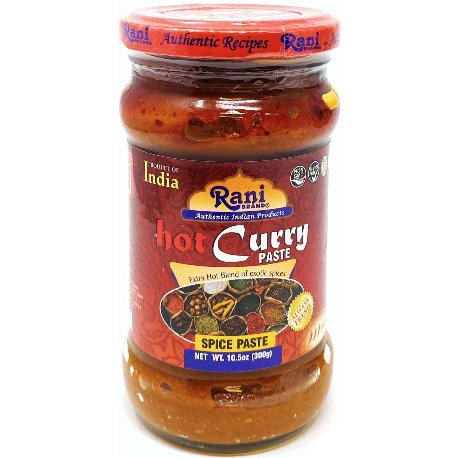 Rani Curry Paste HOT (Spice Paste) 10.5oz (300g) Glass Jar, Pack of 5+1 FREE ~ No Colors, All Natural, NON-GMO, Vegan, Gluten Free, Indian Origin