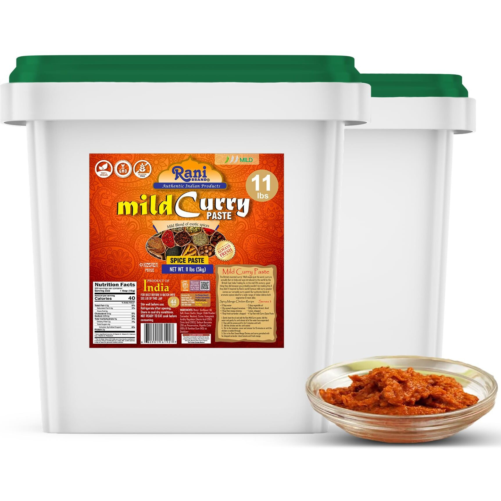 Rani Curry Paste MILD (Spice Paste) 176oz (11lbs) 5kg Bulk ~ No Colors, All Natural, NON-GMO, Kosher, Vegan, Gluten Free, Indian Origin