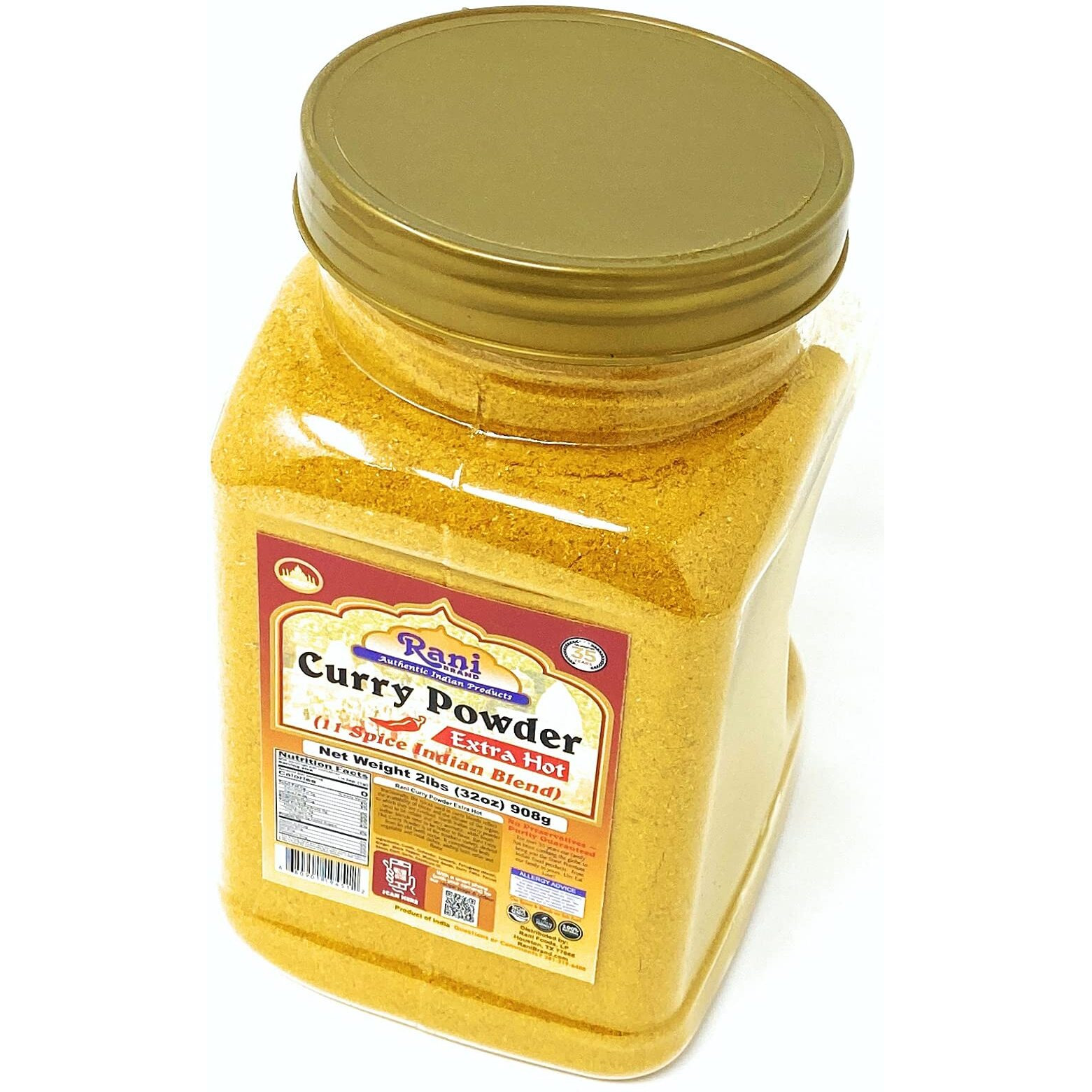 Rani Curry Powder EXTRA HOT (11-Spice Authentic Indian Blend) 32oz (2lbs) 908g PET Jar ~ All Natural, Salt-Free, Vegan, No Colors, Gluten Friendly, NON-GMO, Indian Origin