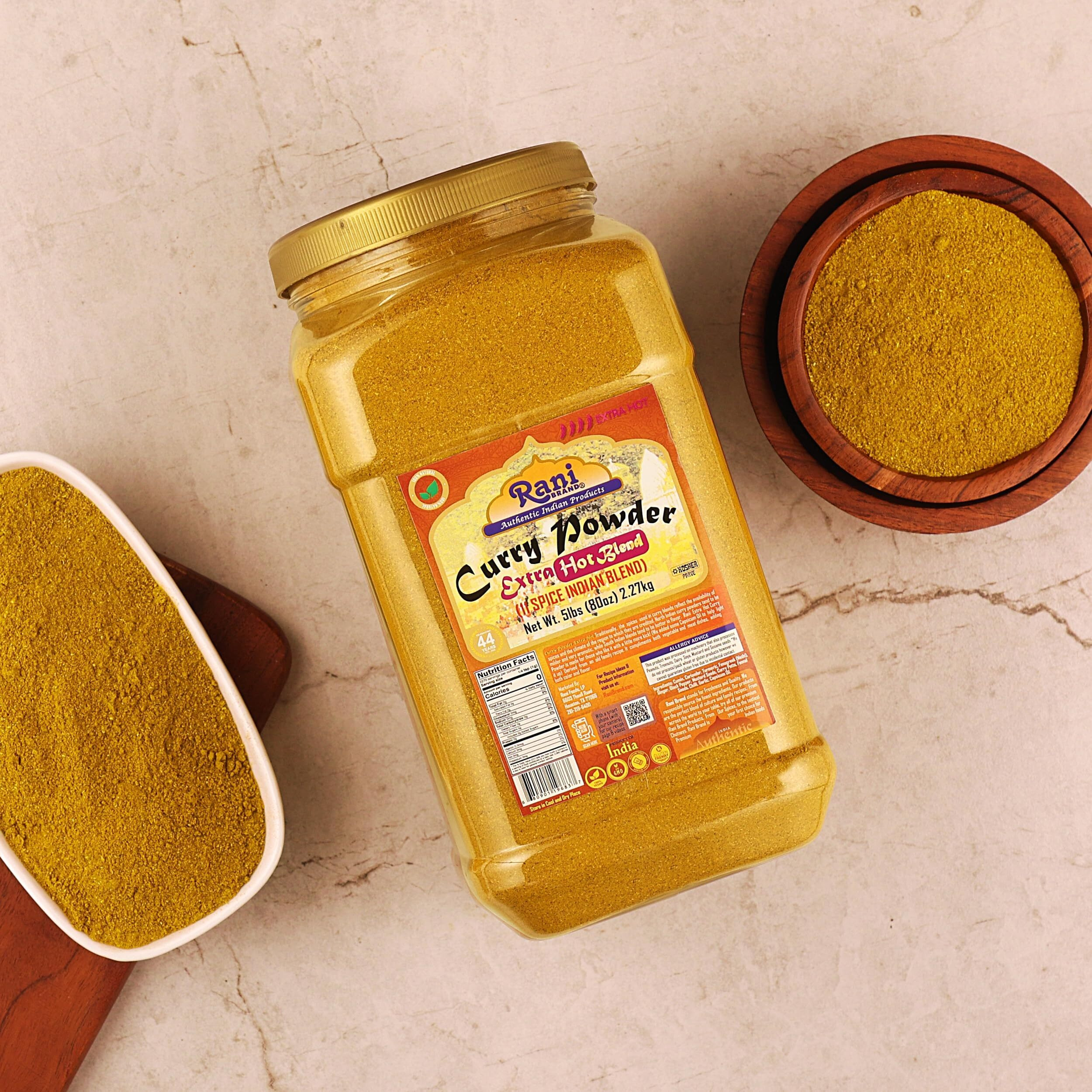 Rani Curry Powder EXTRA HOT (11-Spice Authentic Indian Blend) 80oz (5lbs) 2.27kg Bulk PET Jar ~ All Natural, Salt-Free, Vegan, No Colors, Gluten Friendly, NON-GMO, Indian Origin