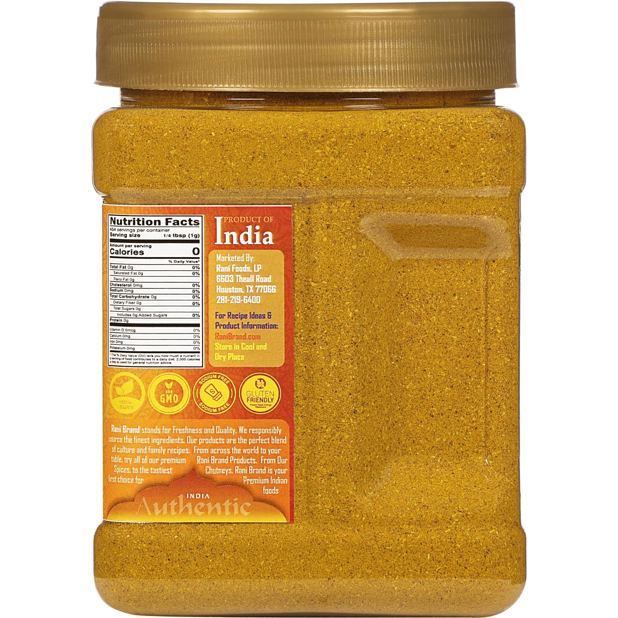 Rani Curry Powder Hot (11-Spice Authentic Indian Blend) 16oz (1lb) 454g PET Jar, Pack of 6 ~ All Natural, Salt-Free, Vegan, No Colors, Gluten Friendly, NON-GMO, Kosher, Indian Origin