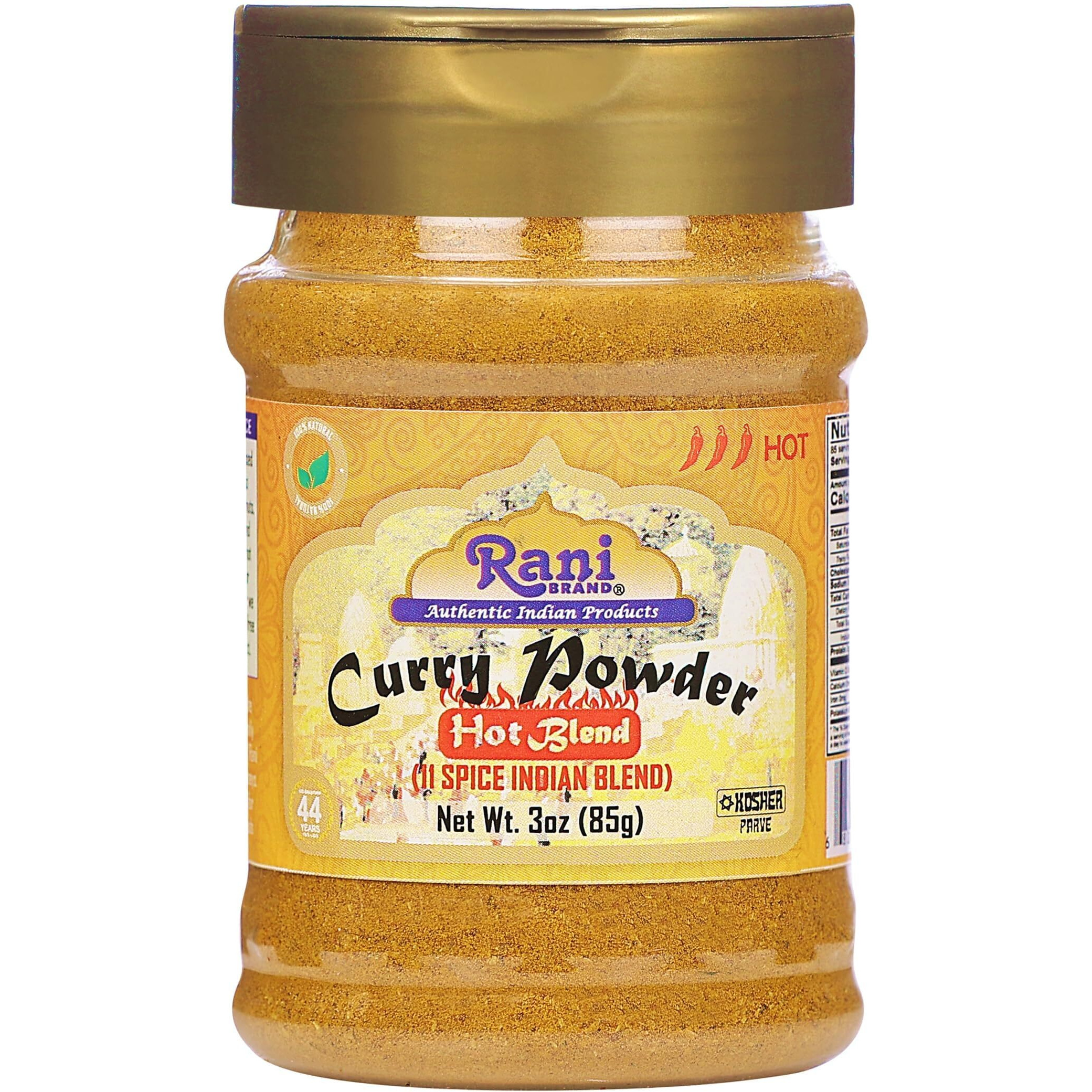 Rani Curry Powder Hot (11-Spice Authentic Indian Blend) 3oz (85g) PET Jar, Pack of 12 ~ All Natural, Salt-Free, Vegan, No Colors, Gluten Friendly, NON-GMO, Kosher, Indian Origin