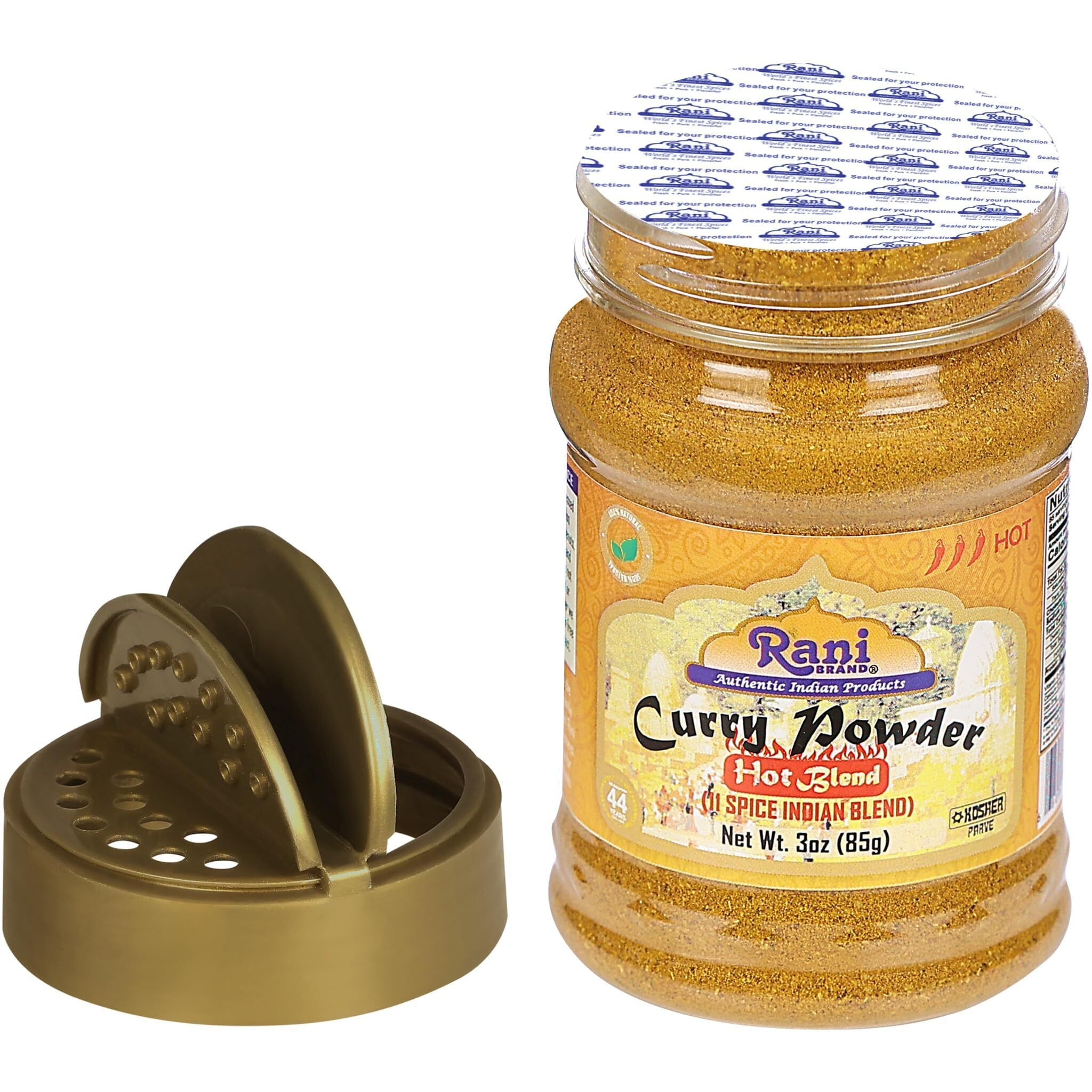 Rani Curry Powder Hot (11-Spice Authentic Indian Blend) 3oz (85g) PET Jar, Pack of 12 ~ All Natural, Salt-Free, Vegan, No Colors, Gluten Friendly, NON-GMO, Kosher, Indian Origin