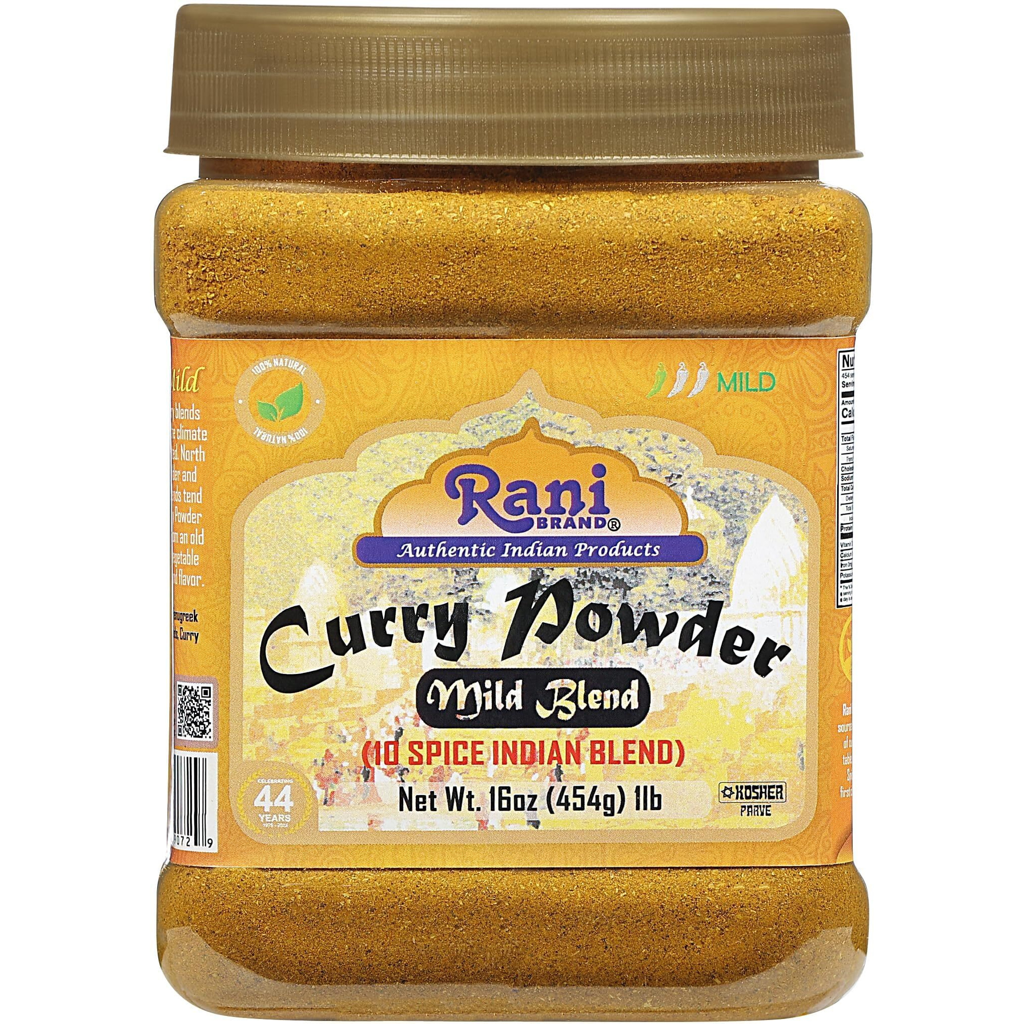 Rani Curry Powder Mild (10-Spice Authentic Indian Blend) 16oz (1lb) 454g PET Jar, Pack of 6 ~ All Natural, Salt-Free, NO Chili or Peppers, Vegan, Gluten Friendly, NON-GMO, Kosher, Indian Origin