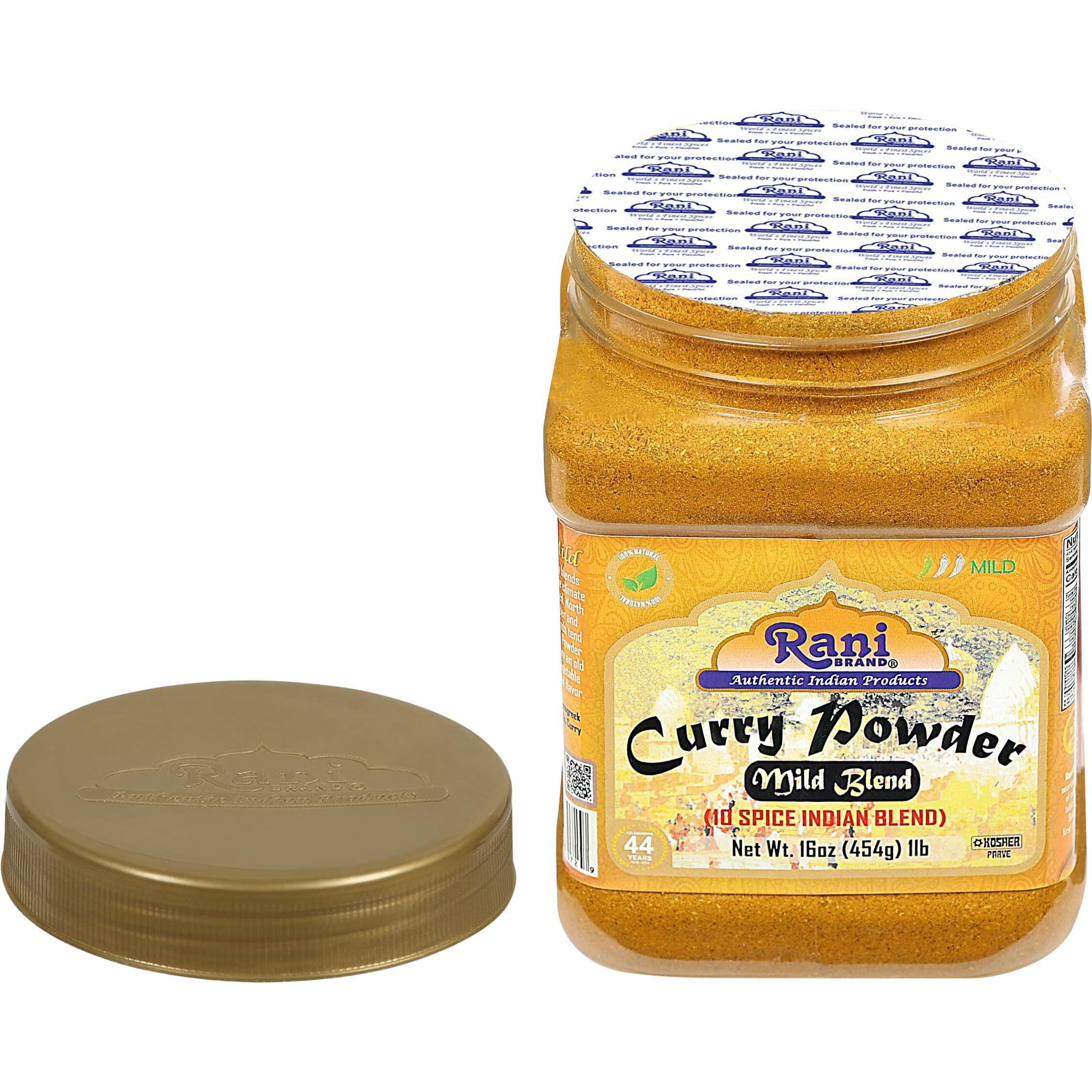 Rani Curry Powder Mild (10-Spice Authentic Indian Blend) 16oz (1lb) 454g PET Jar, Pack of 6 ~ All Natural, Salt-Free, NO Chili or Peppers, Vegan, Gluten Friendly, NON-GMO, Kosher, Indian Origin