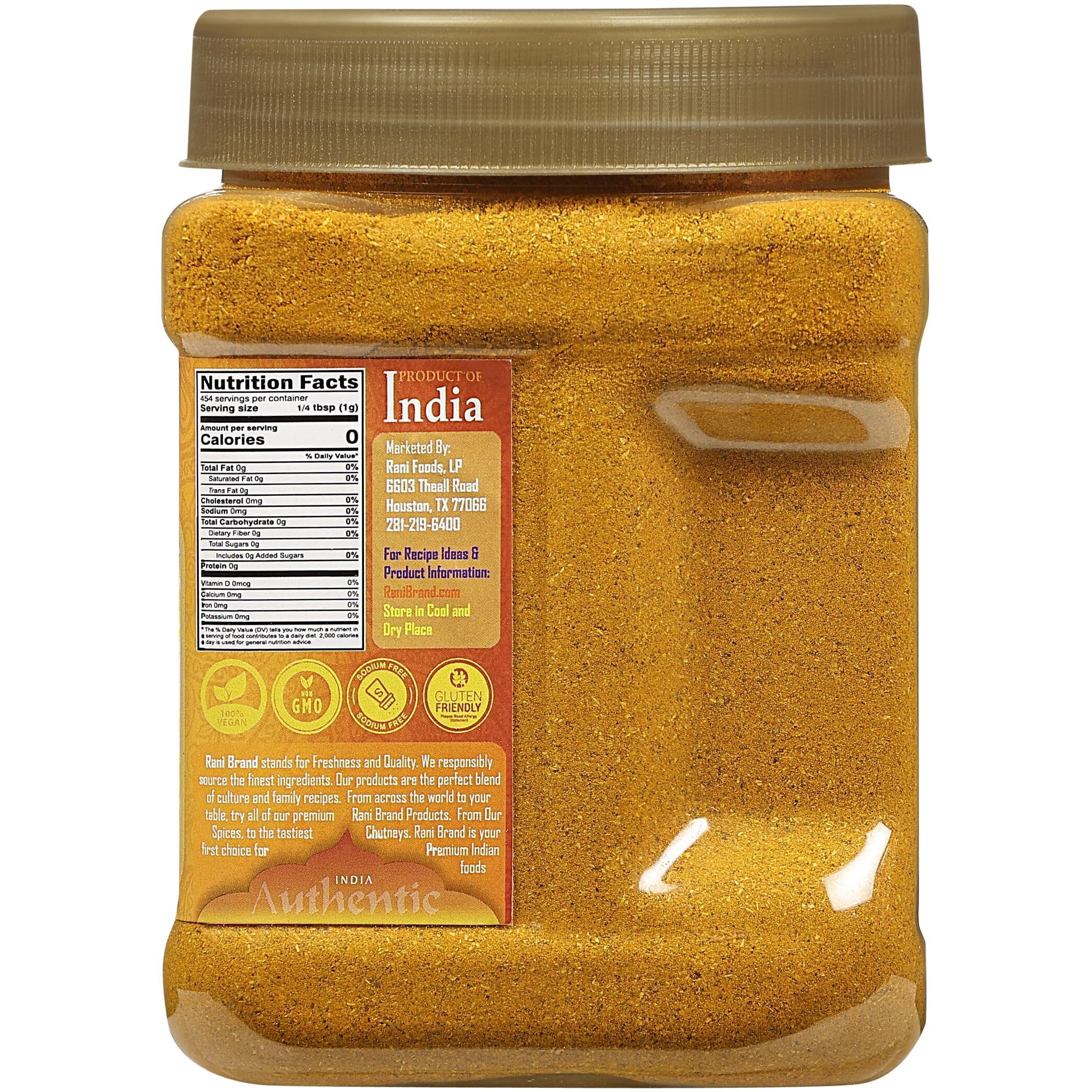 Rani Curry Powder Mild (10-Spice Authentic Indian Blend) 16oz (1lb) 454g PET Jar, Pack of 6 ~ All Natural, Salt-Free, NO Chili or Peppers, Vegan, Gluten Friendly, NON-GMO, Kosher, Indian Origin