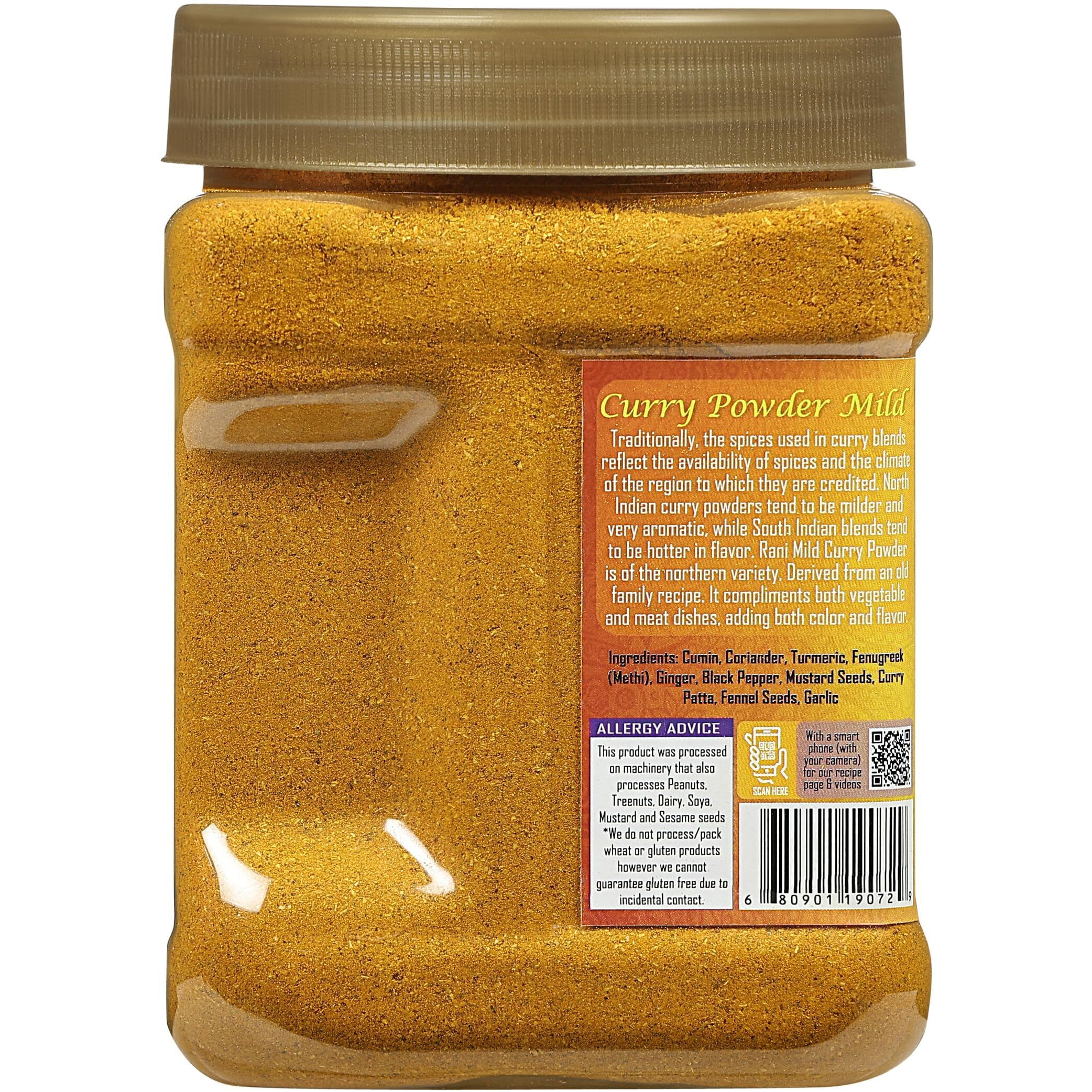Rani Curry Powder Mild (10-Spice Authentic Indian Blend) 16oz (1lb) 454g PET Jar, Pack of 6 ~ All Natural, Salt-Free, NO Chili or Peppers, Vegan, Gluten Friendly, NON-GMO, Kosher, Indian Origin