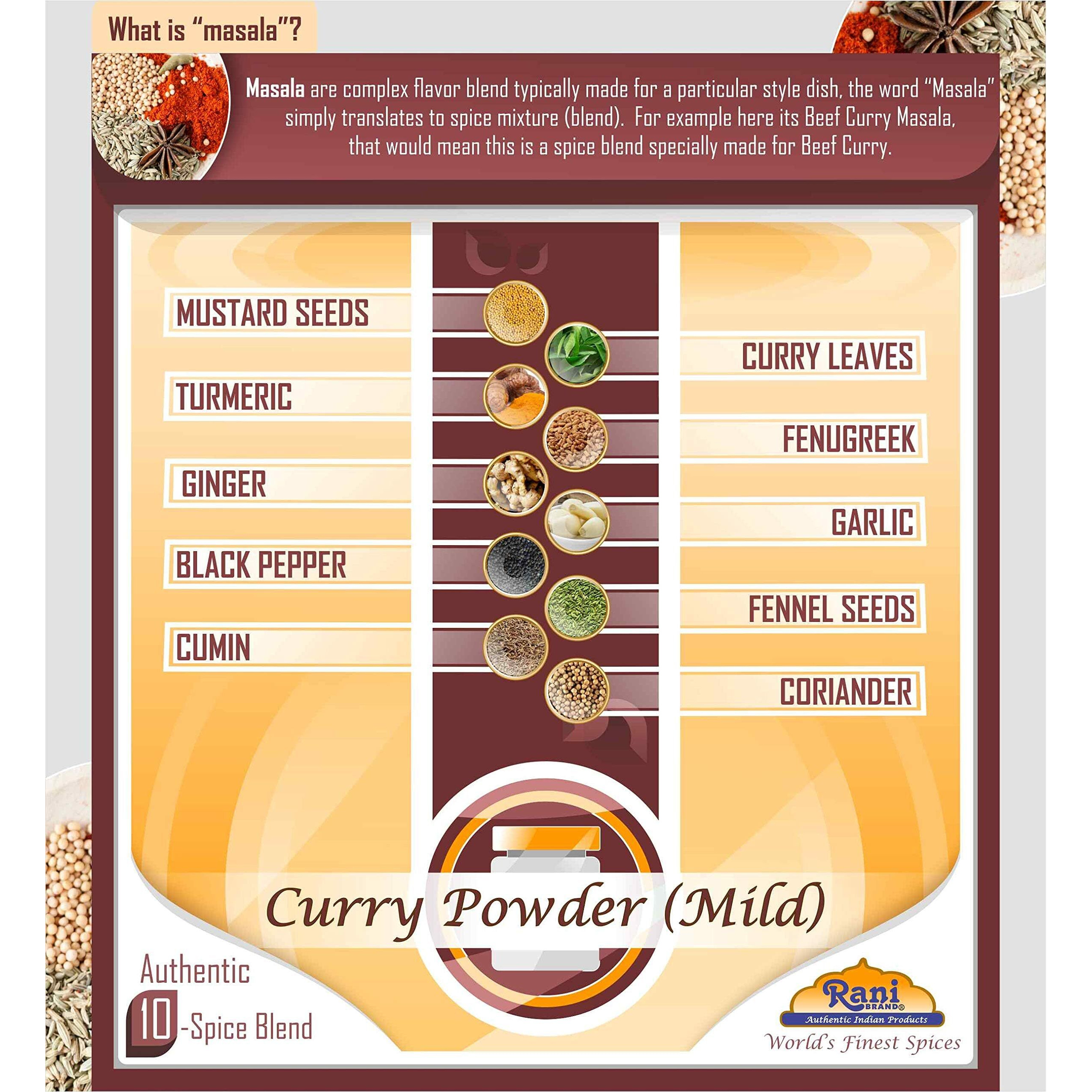 Rani Curry Powder Mild (10-Spice Authentic Indian Blend) 3oz (85g) PET Jar, Pack of 12 ~ All Natural, Salt-Free, NO Chili or Peppers, Vegan, Gluten Friendly, NON-GMO, Kosher, Indian Origin