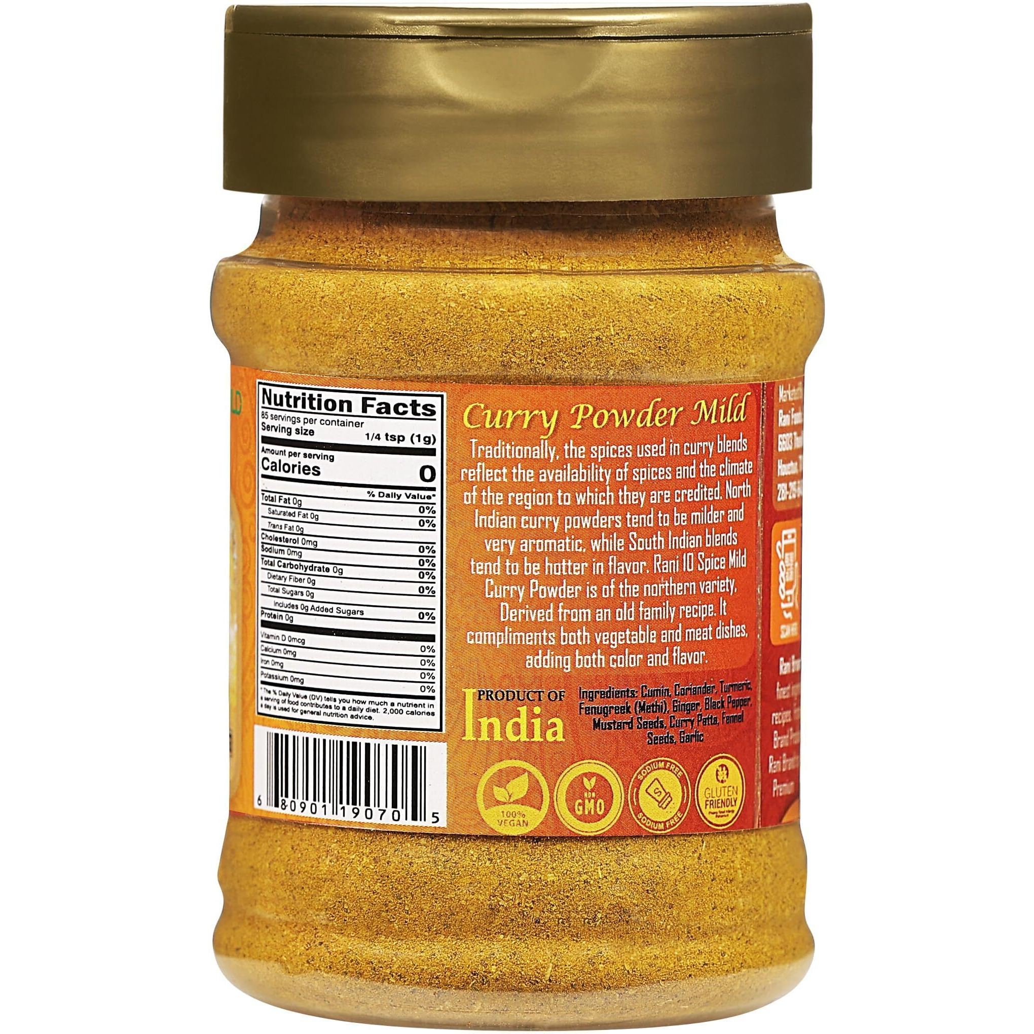 Rani Curry Powder Mild (10-Spice Authentic Indian Blend) 3oz (85g) PET Jar, Pack of 12 ~ All Natural, Salt-Free, NO Chili or Peppers, Vegan, Gluten Friendly, NON-GMO, Kosher, Indian Origin