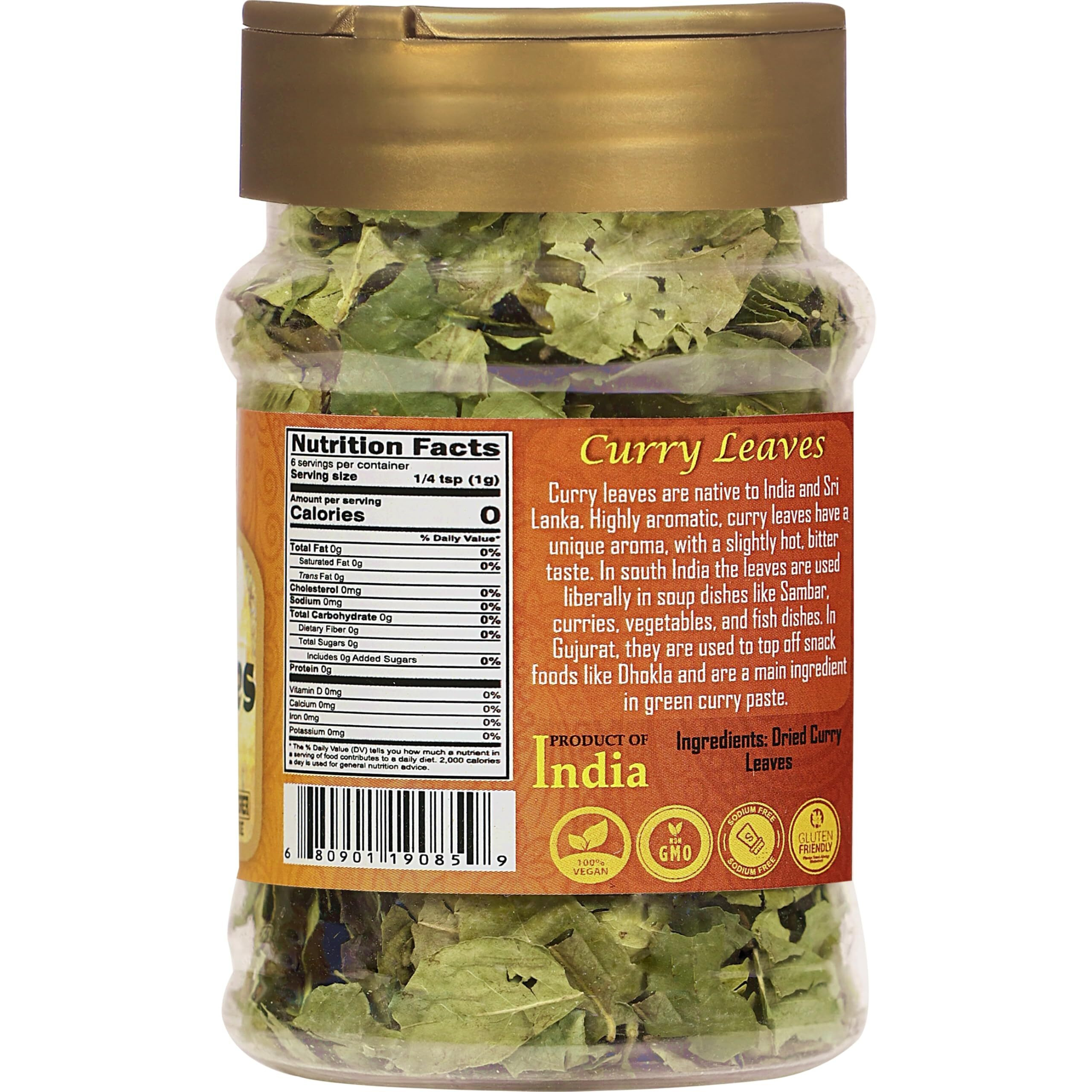 Rani Dried Curry Whole Leaves (Kari Neem Patha) Indian Spice 0.21oz (6g) PET Jar ~ Non-irradiated, All Natural, Vegan, Gluten Friendly, NON-GMO, Kosher, Product of USA