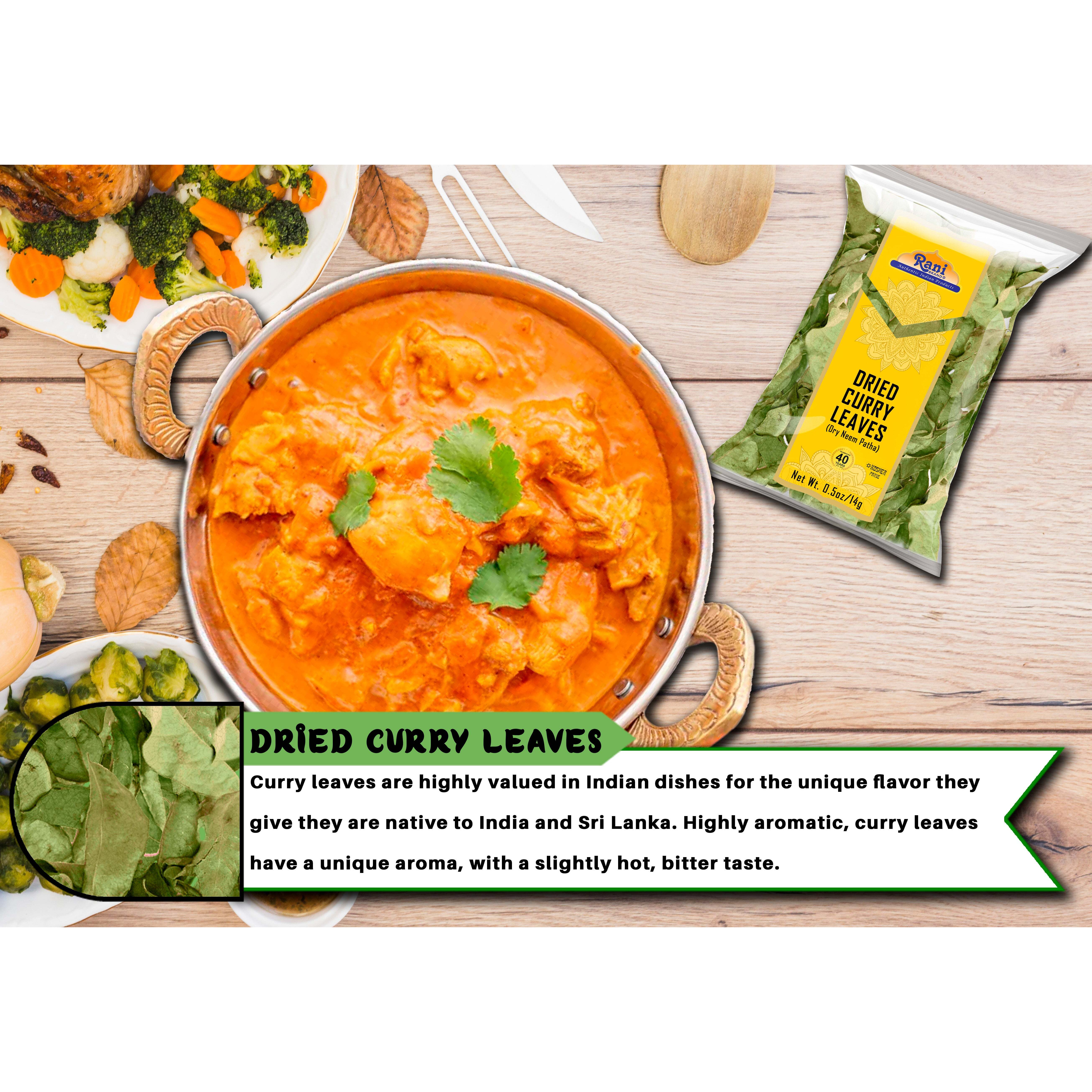 Rani Dried Curry Whole Leaves (Kari Neem Patha) Indian Spice 0.5oz (14g) ~ Non-irradiated, All Natural, Vegan, Gluten Friendly, NON-GMO, Product of USA