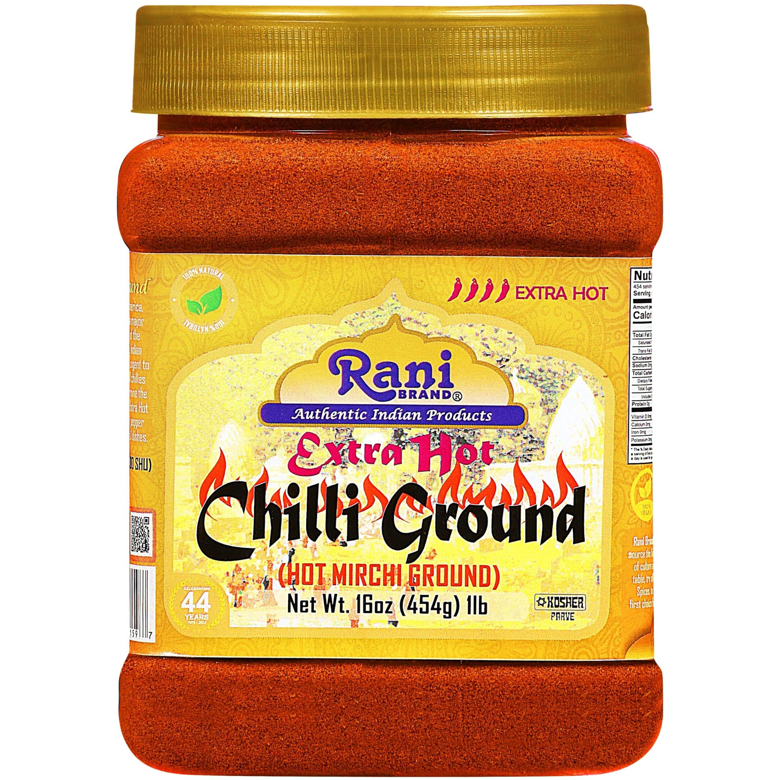 Rani Extra Hot Chilli Powder Indian Spice 16oz (1lb) 454g PET Jar, Pack of 6 ~ All Natural, No Color added, Gluten Friendly, Vegan, NON-GMO, Kosher, No Salt or fillers