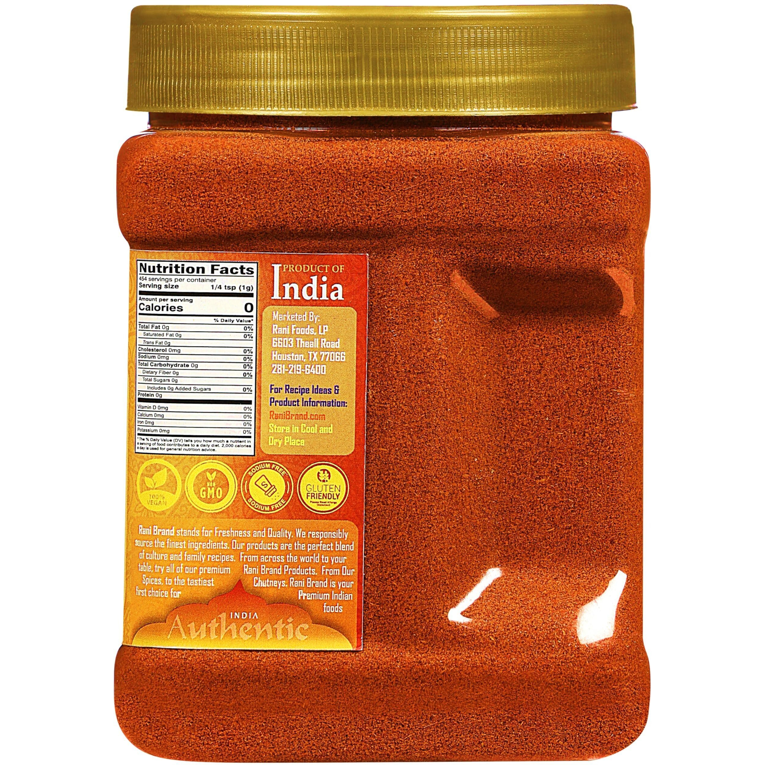 Rani Extra Hot Chilli Powder Indian Spice 16oz (1lb) 454g PET Jar, Pack of 6 ~ All Natural, No Color added, Gluten Friendly, Vegan, NON-GMO, Kosher, No Salt or fillers