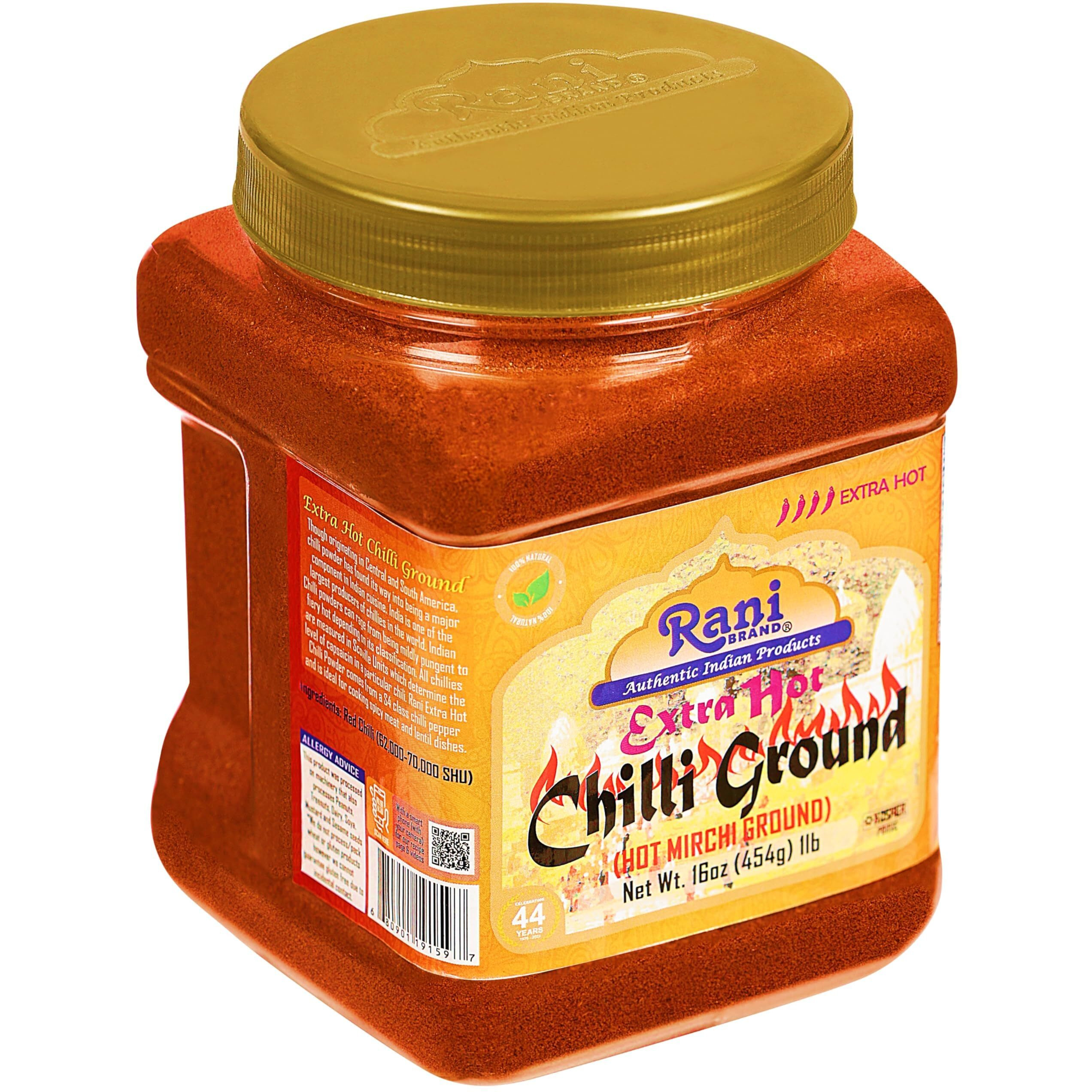 Rani Extra Hot Chilli Powder Indian Spice 16oz (1lb) 454g PET Jar, Pack of 6 ~ All Natural, No Color added, Gluten Friendly, Vegan, NON-GMO, Kosher, No Salt or fillers