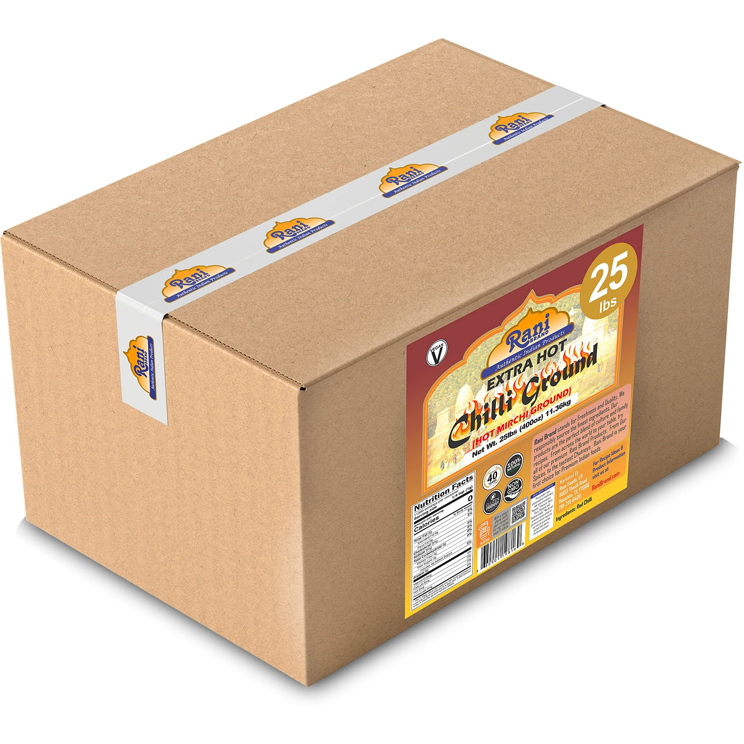 Rani Extra Hot Chilli Powder Indian Spice 400oz (25lbs) 11.36kg Bulk Box ~ All Natural, No Color added, Gluten Friendly, Vegan, NON-GMO, No Salt or fillers