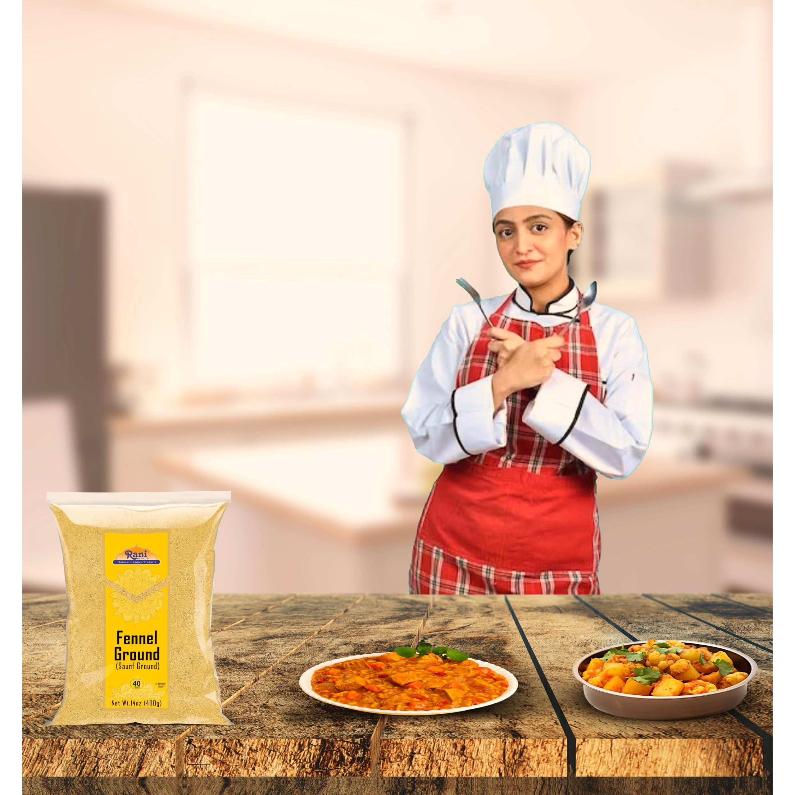 Rani Fennel Ground (Saunf) Powder Spice 14oz (400g) ~ All Natural, Gluten Friendly, NON-GMO, Kosher, Kosher, Vegan, Indian Origin