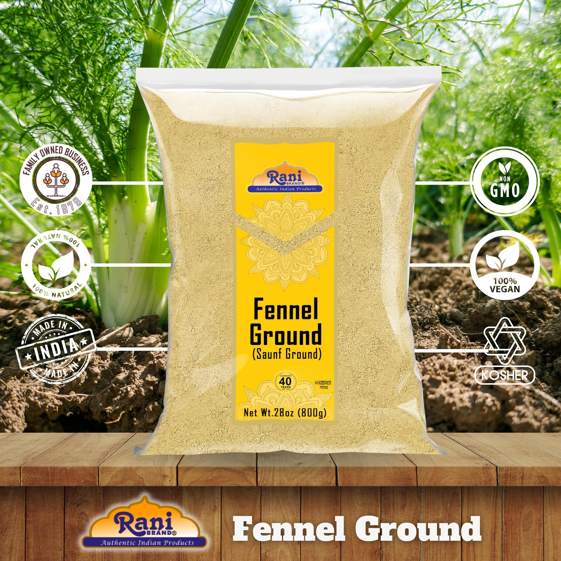 Rani Fennel Ground (Saunf) Powder Spice 28oz (1.75lbs) 800g ~ All Natural, Gluten Friendly, NON-GMO, Kosher, Kosher, Vegan, Indian Origin