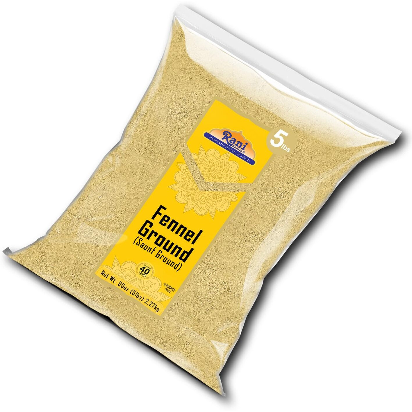 Rani Fennel Ground (Saunf) Powder Spice 80oz (5lbs) 2.27kg Bulk ~ All Natural, Gluten Friendly, NON-GMO, Kosher, Kosher, Vegan, Indian Origin