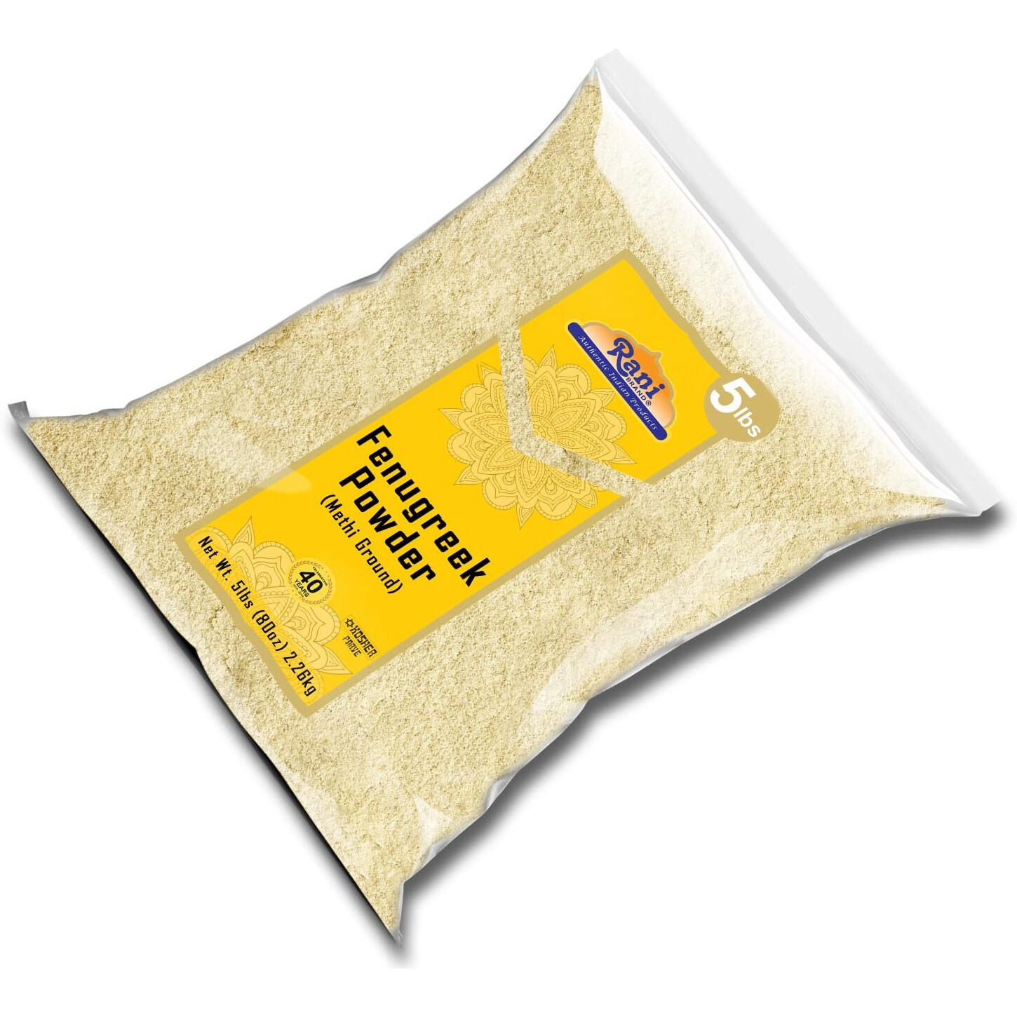 Rani Fenugreek (Methi) Seeds Ground Powder 80oz (5lbs) 2.27kg Trigonella foenum graecum ~ All Natural, Vegan, Gluten Friendly, Non-GMO, Kosher| Indian Origin, used in cooking & Ayurvedic spice