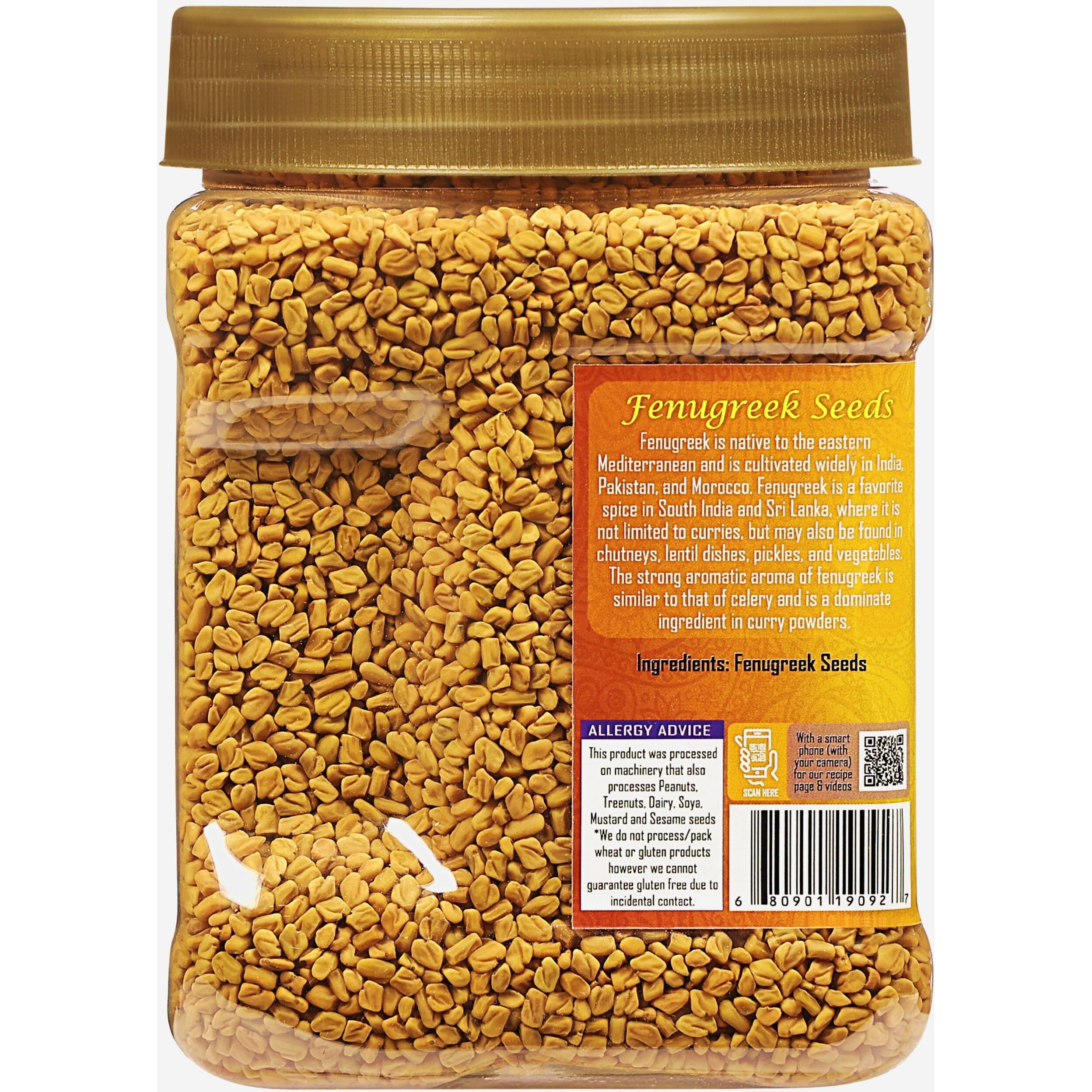 Rani Fenugreek (Methi) Seeds Whole 25oz (1.56lbs) 708g PET Jar, Trigonella foenum graecum ~ All Natural, Vegan, Gluten Friendly, Non-GMO, Kosher, Indian Origin, used in cooking & Ayurvedic spice