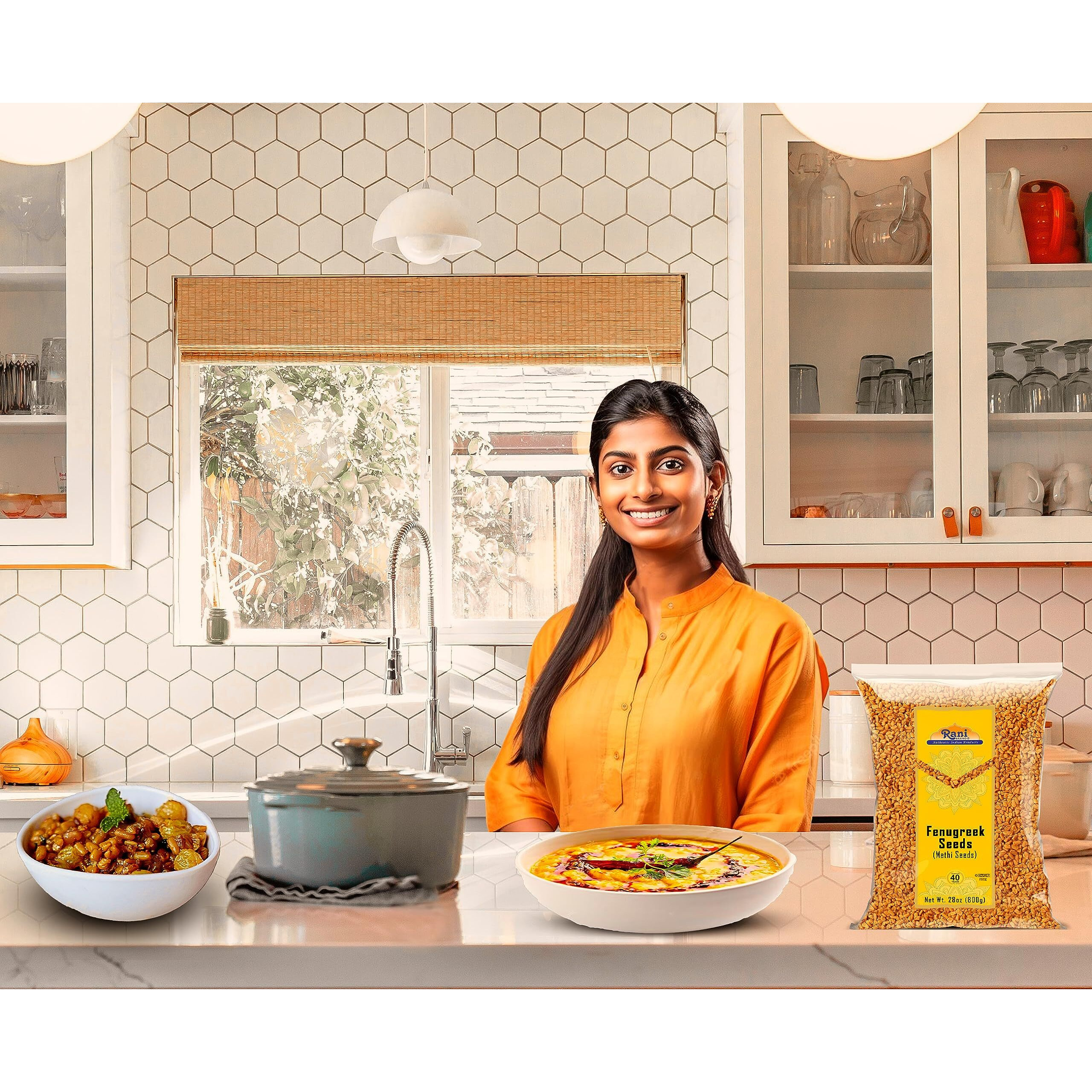 Rani Fenugreek (Methi) Seeds Whole 28oz (800g) Trigonella foenum graecum ~ All Natural, Vegan, Gluten Friendly, Non-GMO, Kosher, Indian Origin, used in cooking & Ayurvedic spice