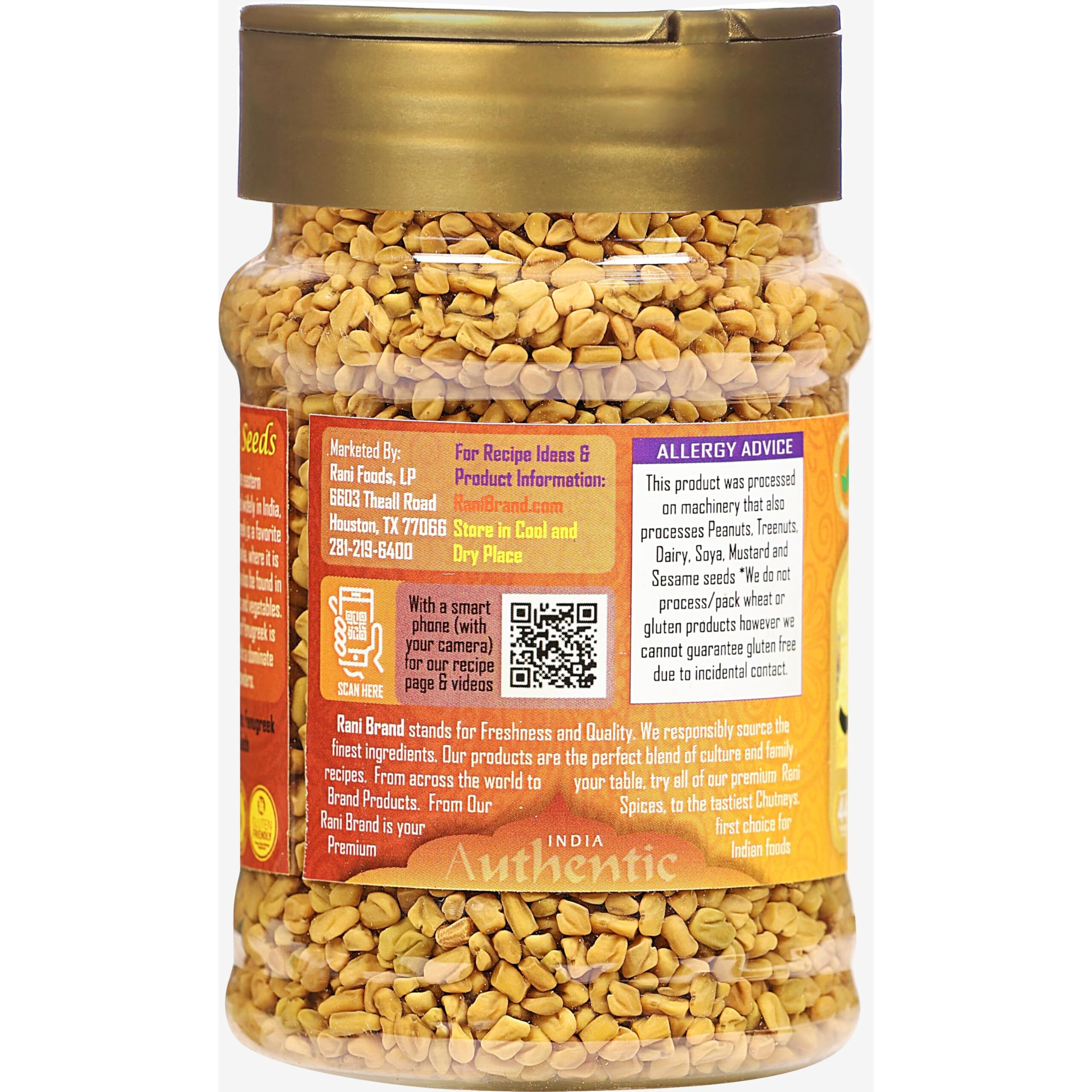 Rani Fenugreek (Methi) Seeds Whole 5oz (141g) PET Jar, Trigonella foenum graecum ~ All Natural, Vegan, Gluten Friendly, Non-GMO, Indian Origin, used in cooking & Ayurvedic spice