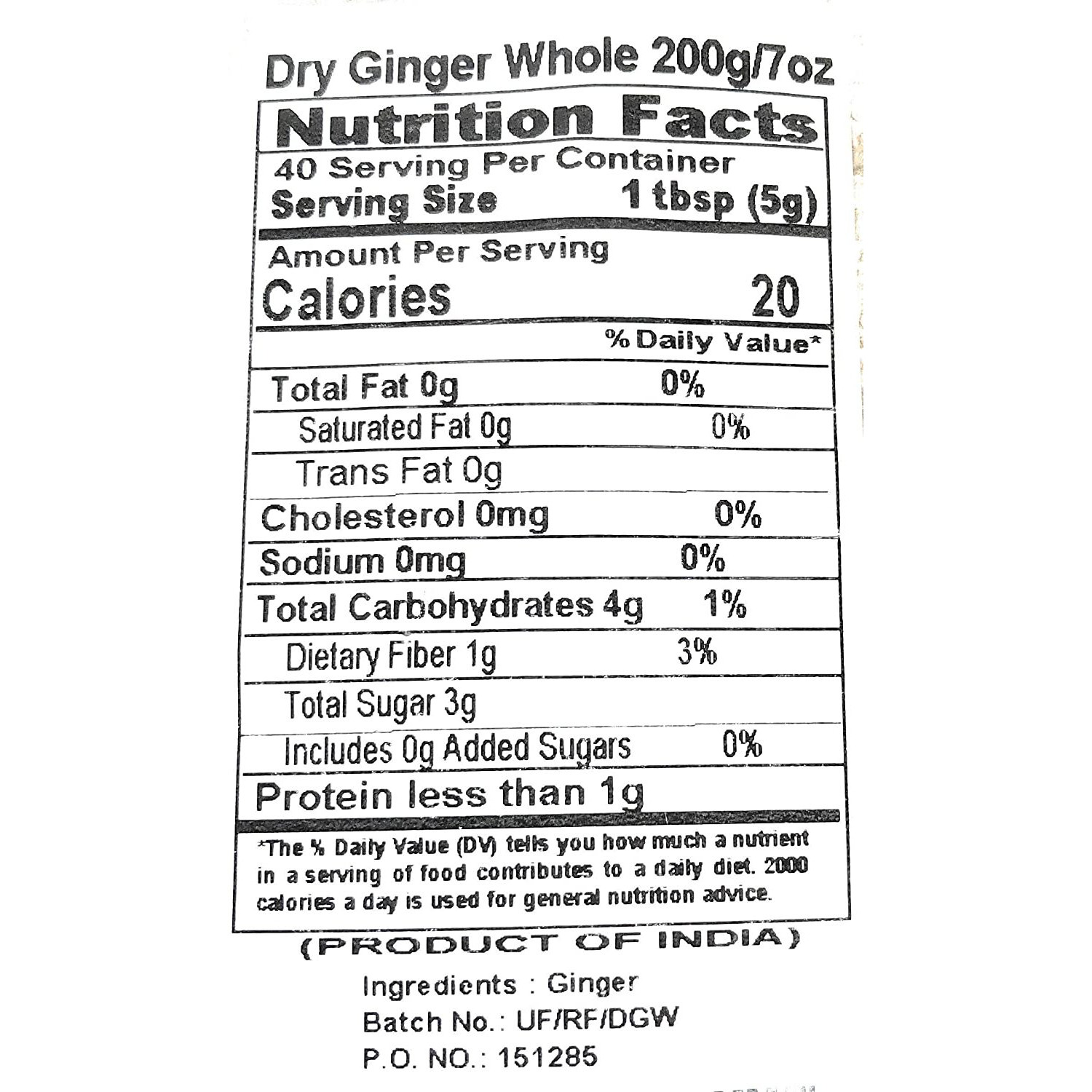 Rani Ginger (Adarak Sabut) Whole, Spice 7oz (200g) ~ All Natural, Vegan, Gluten Friendly, NON-GMO, Indian Origin
