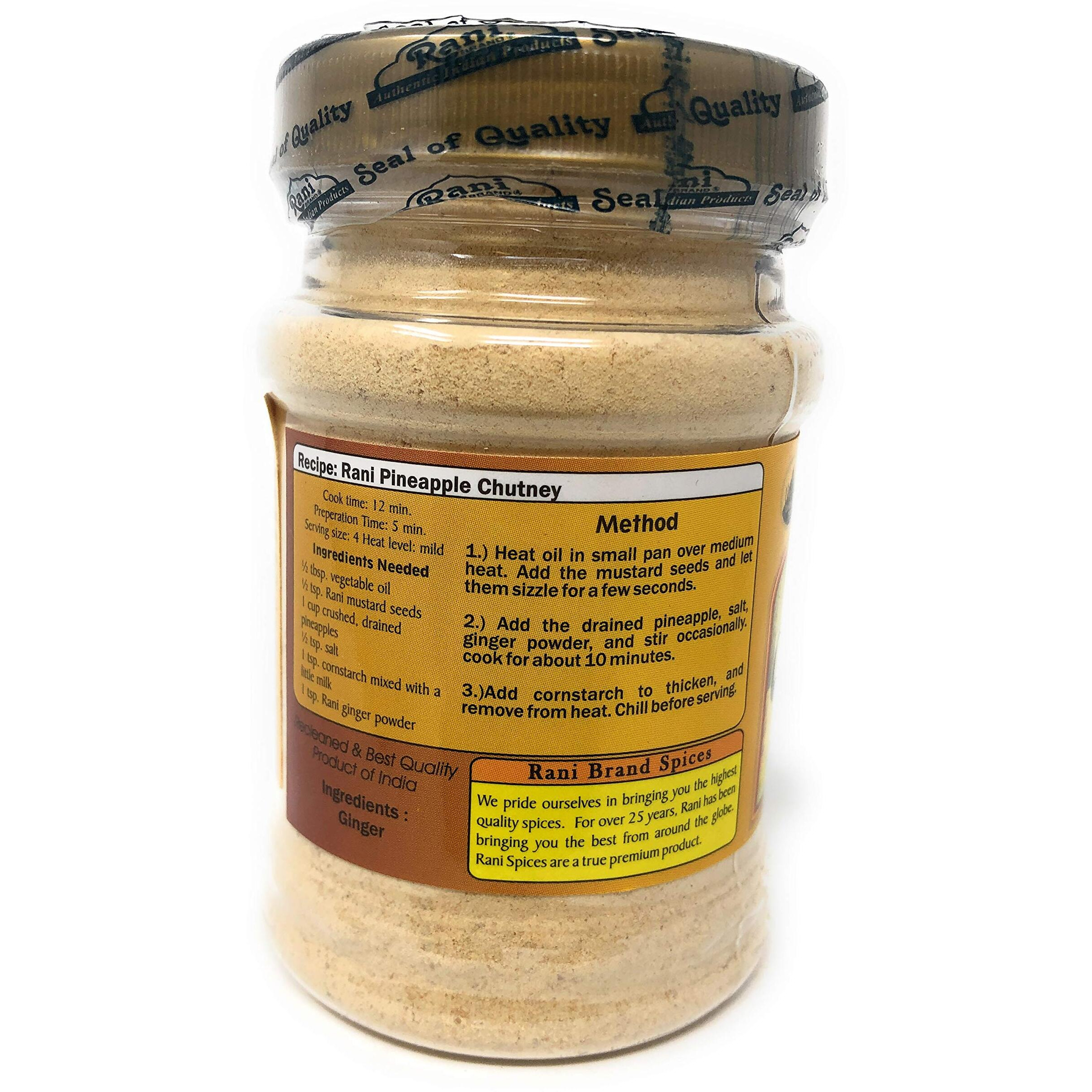Rani Ginger (Adarak) Powder Ground, Spice 2.5oz (71g) PET Jar ~ All Natural, Vegan, Gluten Friendly, NON-GMO, Indian Origin