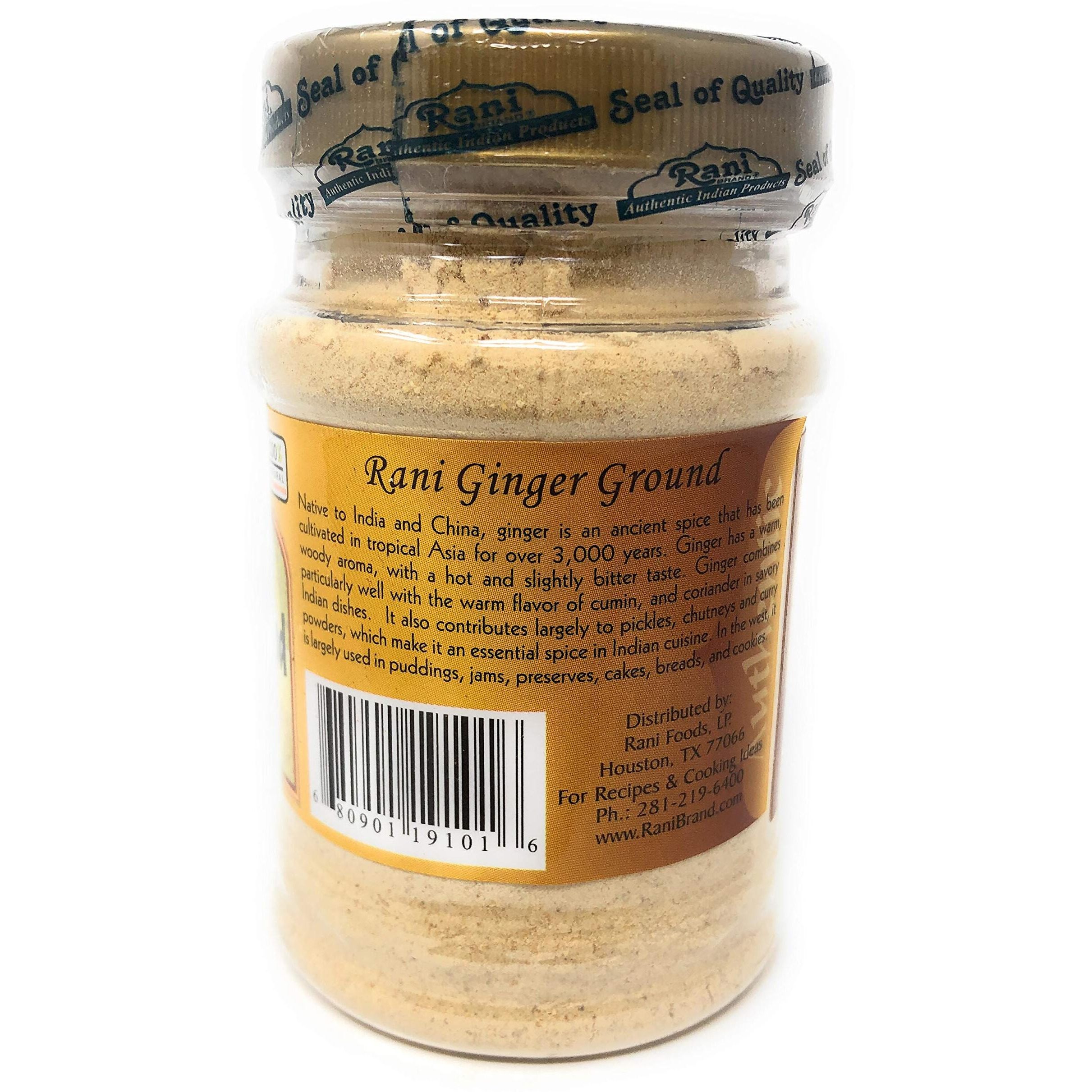 Rani Ginger (Adarak) Powder Ground, Spice 2.5oz (71g) PET Jar ~ All Natural, Vegan, Gluten Friendly, NON-GMO, Indian Origin