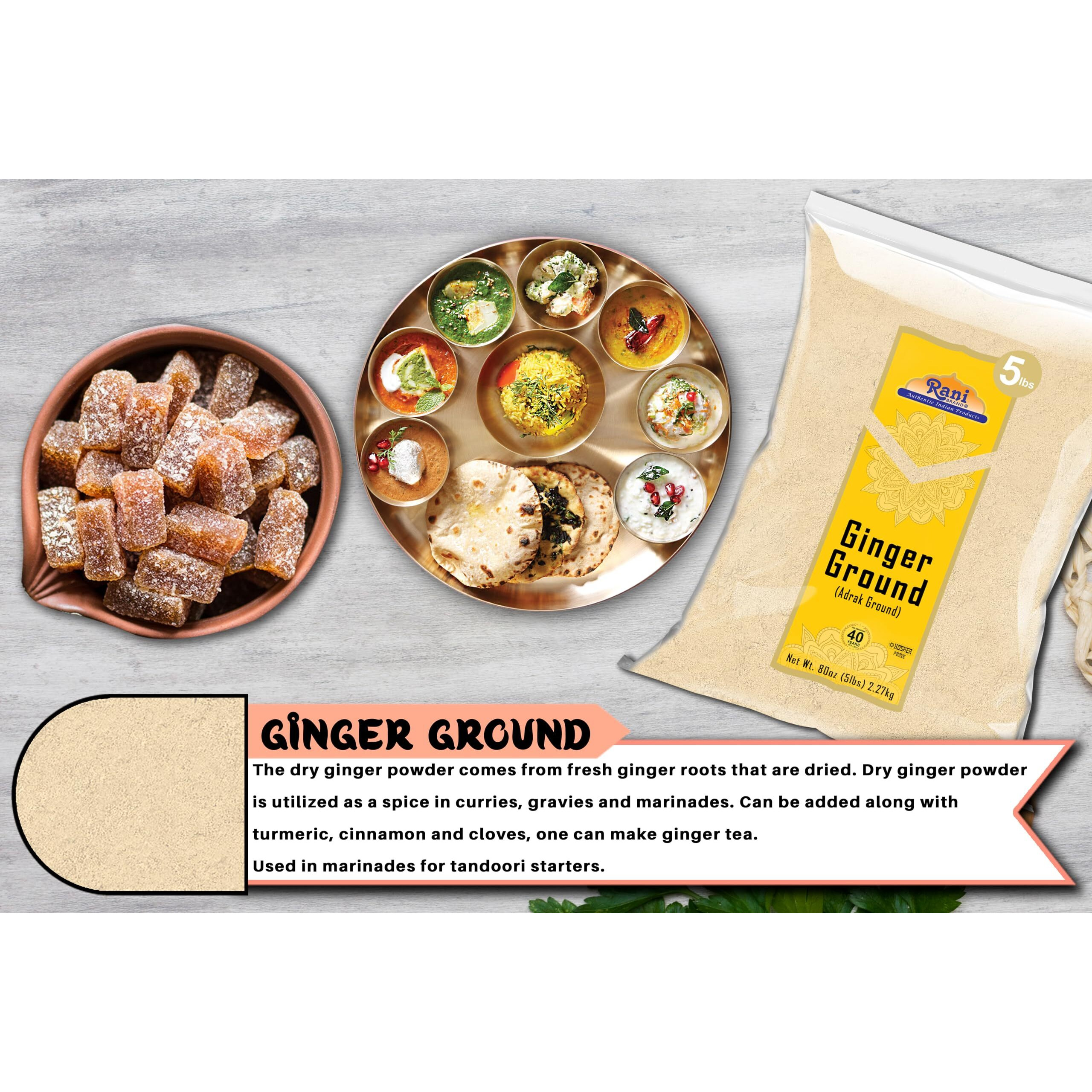 Rani Ginger (Adarak) Powder Ground, Spice 80oz (5lbs) 2.27kg Bulk ~ All Natural, Vegan, Gluten Friendly, NON-GMO, Kosher, Indian Origin