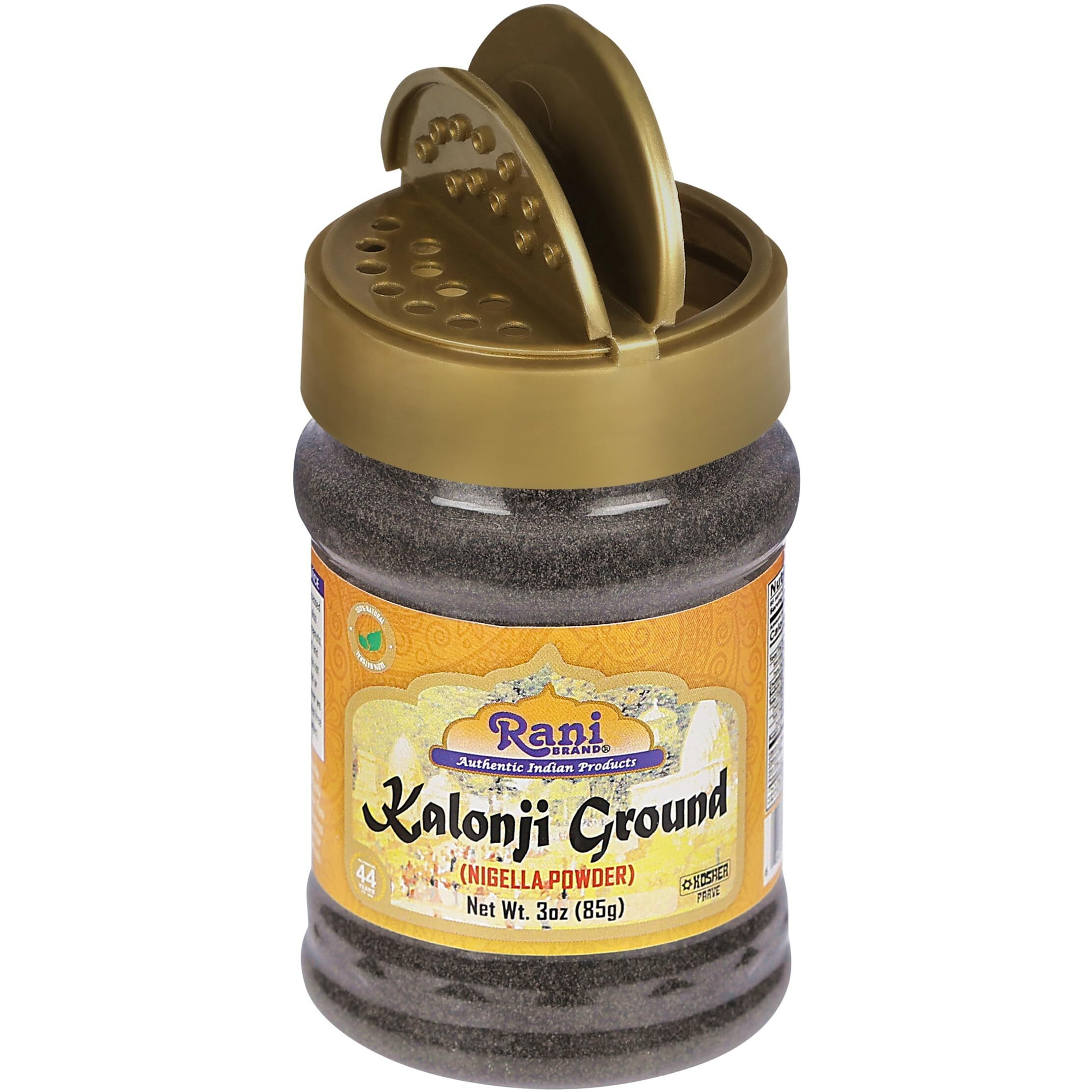 Rani Kalonji (Black Seed, Nigella Sativa, Black Cumin) Ground, Powder 3oz (85g) PET Jar ~ All Natural, Gluten Friendly, NON-GMO, Kosher, Vegan, Indian Origin