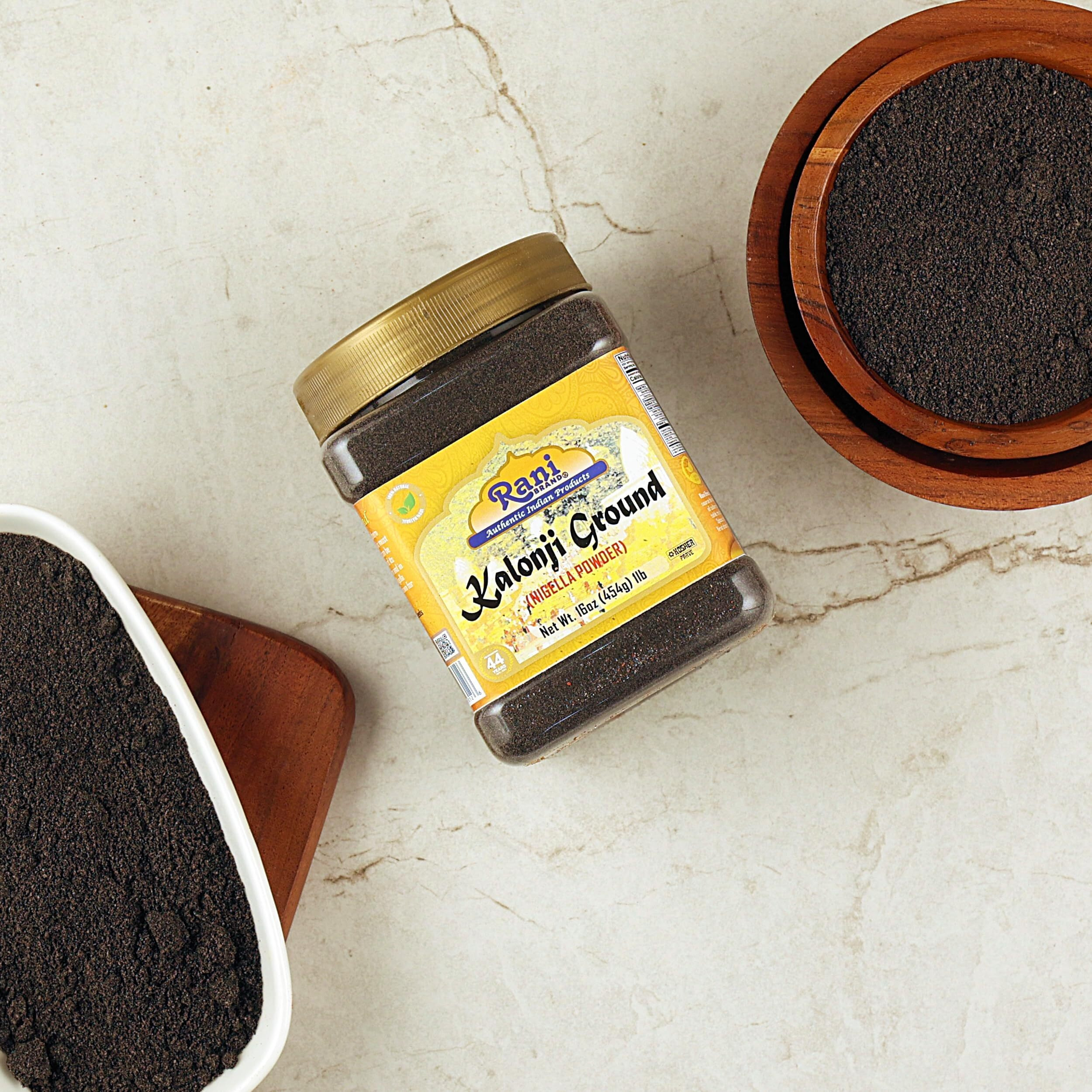 Rani Kalonji Powder(Black Seed, Nigella Sativa, Black Cumin) Ground, 16oz (1lb) 454g PET Jar ~ All Natural, Gluten Friendly, NON-GMO, Kosher, Vegan, Indian Origin