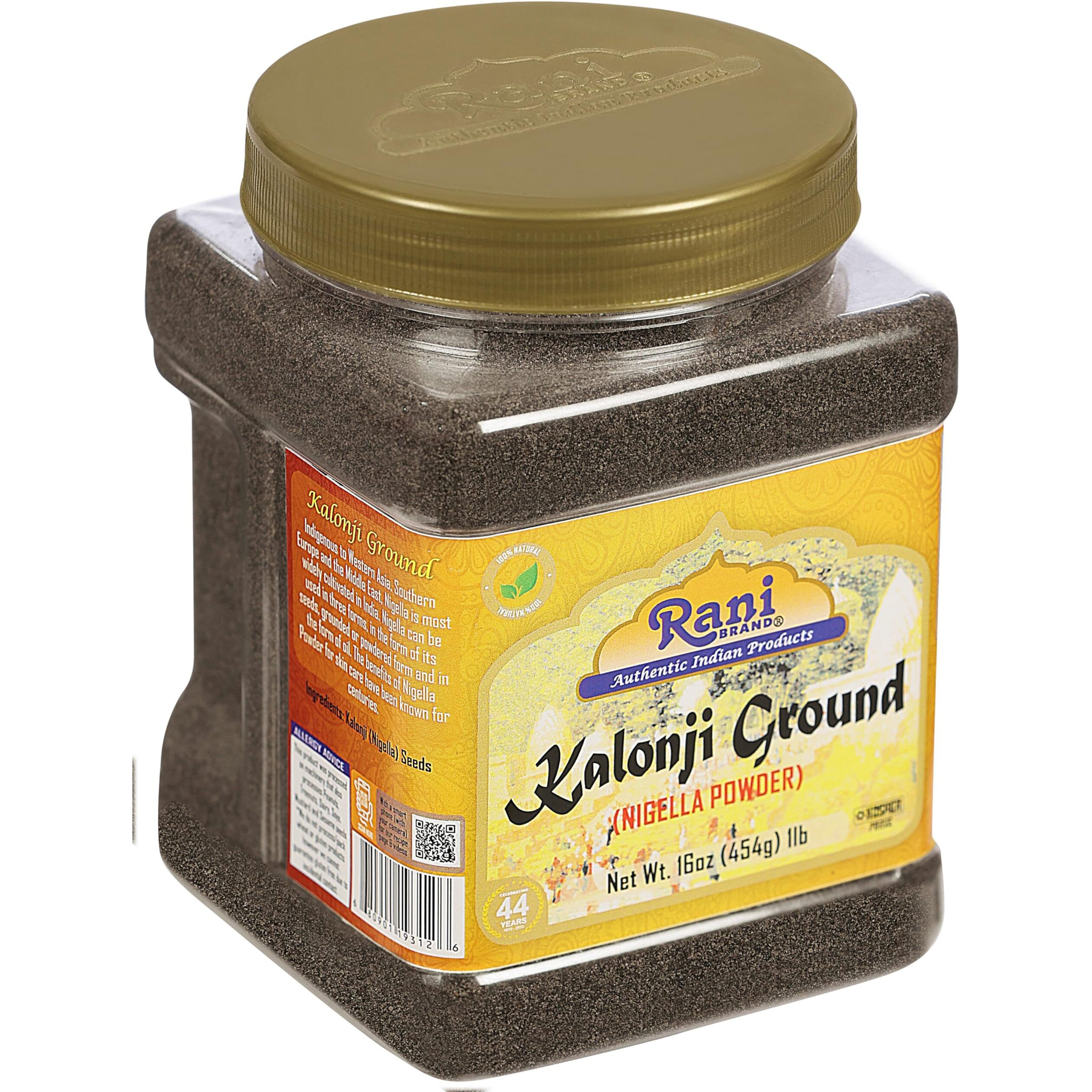 Rani Kalonji Powder(Black Seed, Nigella Sativa, Black Cumin) Ground, 16oz (1lb) 454g PET Jar ~ All Natural, Gluten Friendly, NON-GMO, Kosher, Vegan, Indian Origin