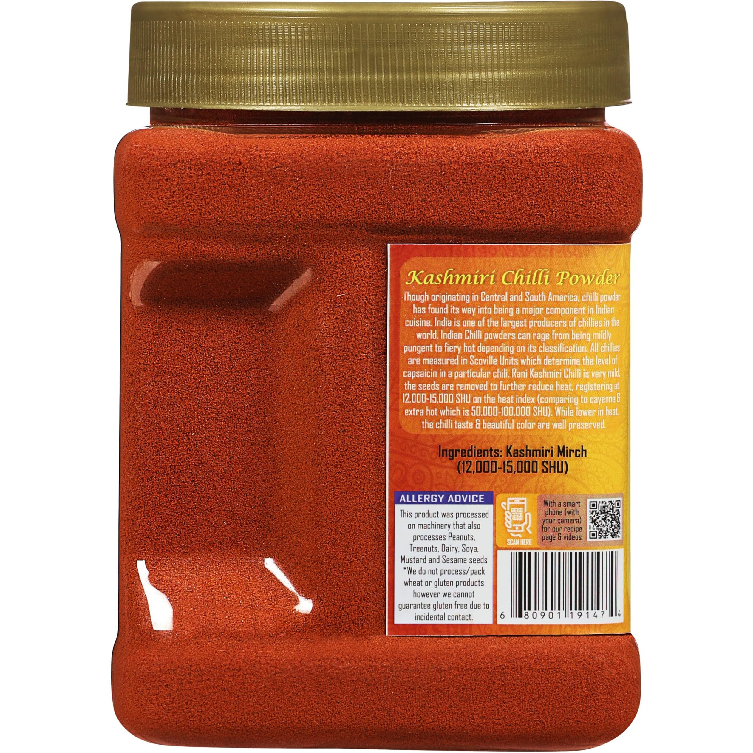 Rani Kashmiri Chilli Powder (Deggi Mirch, Low Heat) Ground Indian Spice 16oz (1lb) 454g PET Jar ~ All Natural, Salt-Free, Vegan, Kosher, Gluten Friendly