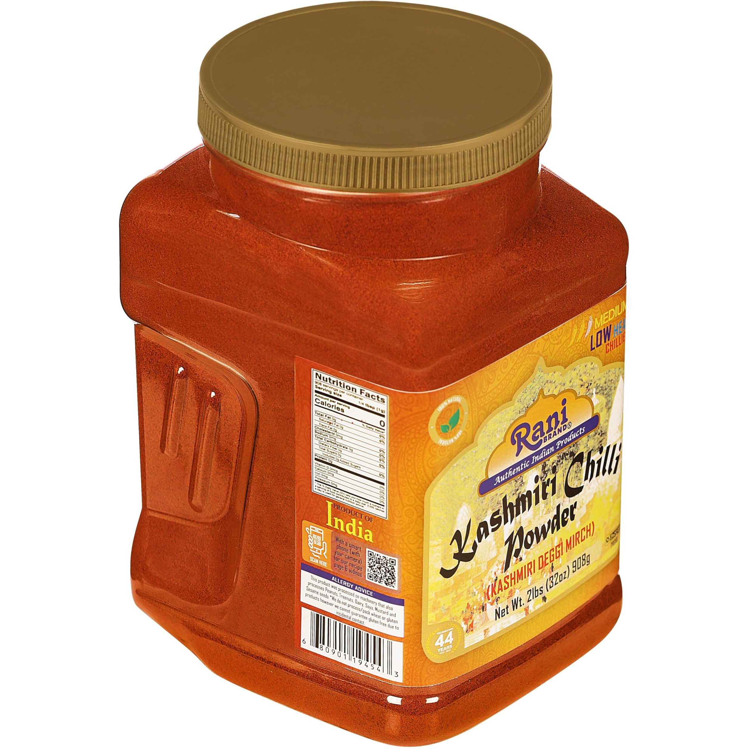 Rani Kashmiri Chilli Powder (Deggi Mirch, Low Heat) Ground Indian Spice 32oz (2lbs) 908g PET Jar ~ All Natural, Salt-Free, Vegan, Kosher, Gluten Friendly